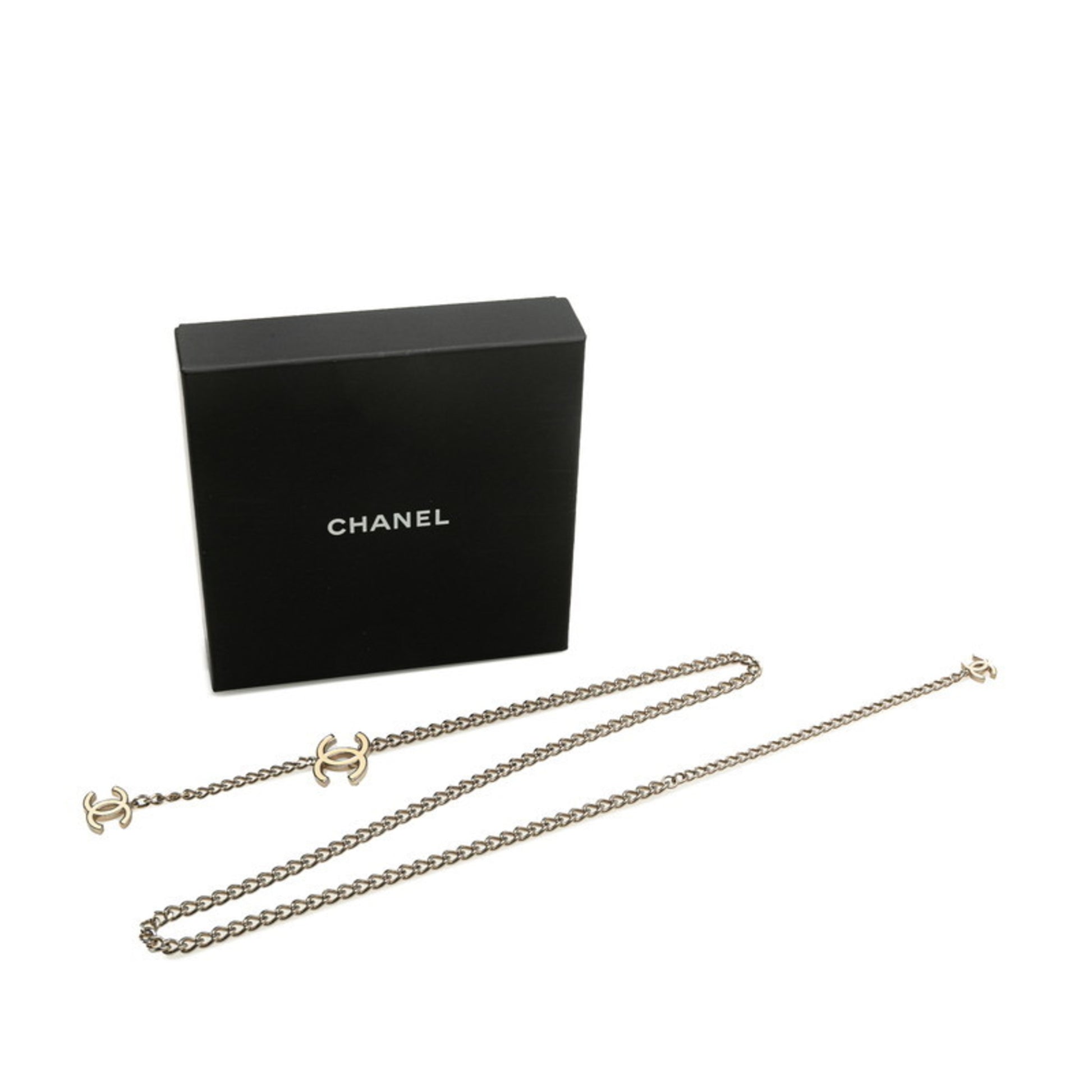 Chanel Coco Mark, Silver, Metal, belt