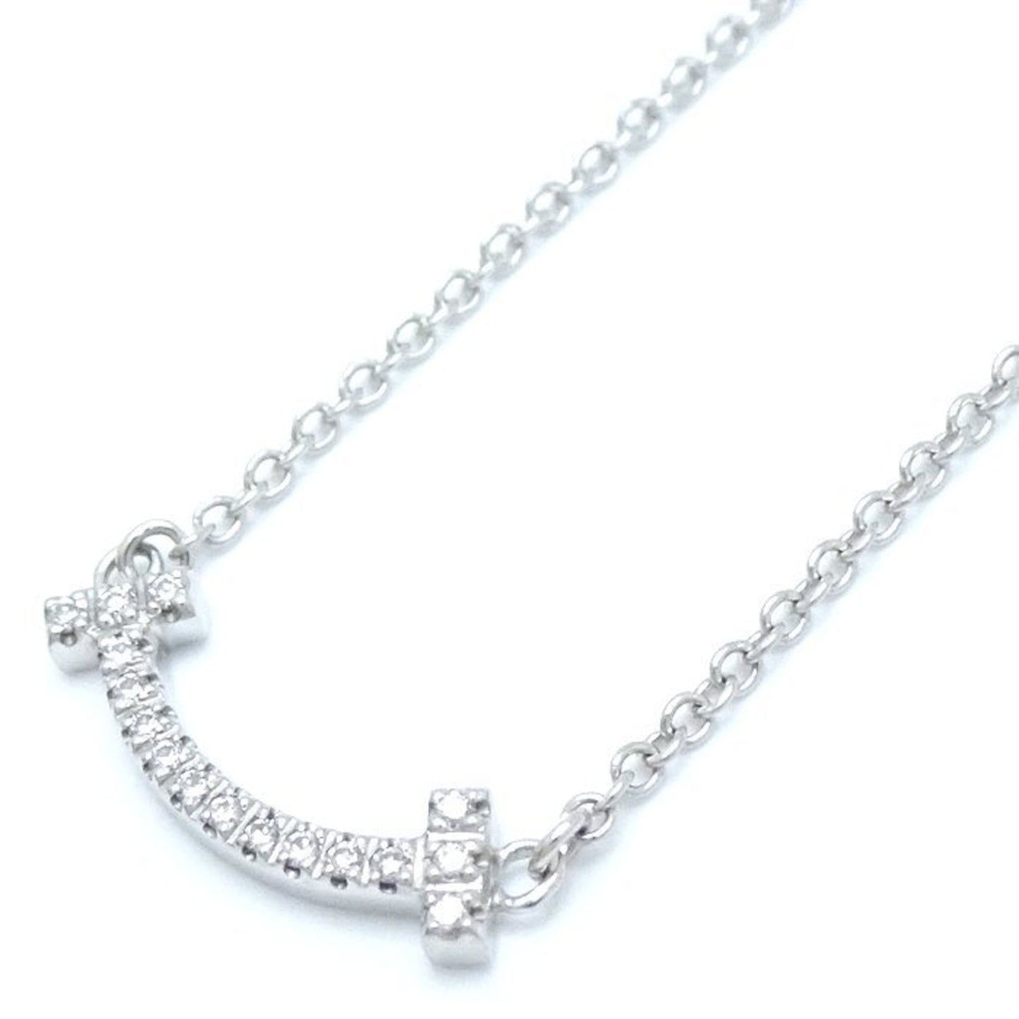 Tiffany & Co T Smile, Silver, White Gold, necklace