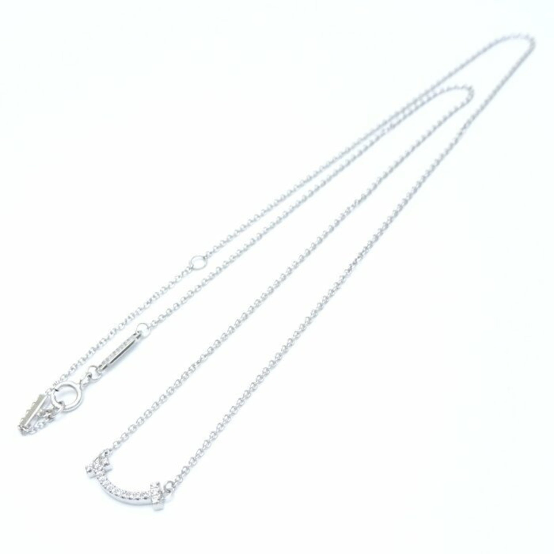 Tiffany & Co T Smile, Silver, White Gold, necklace