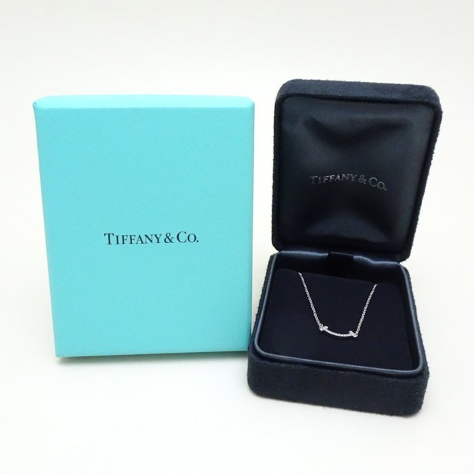 Tiffany & Co T Smile, Silver, White Gold, necklace