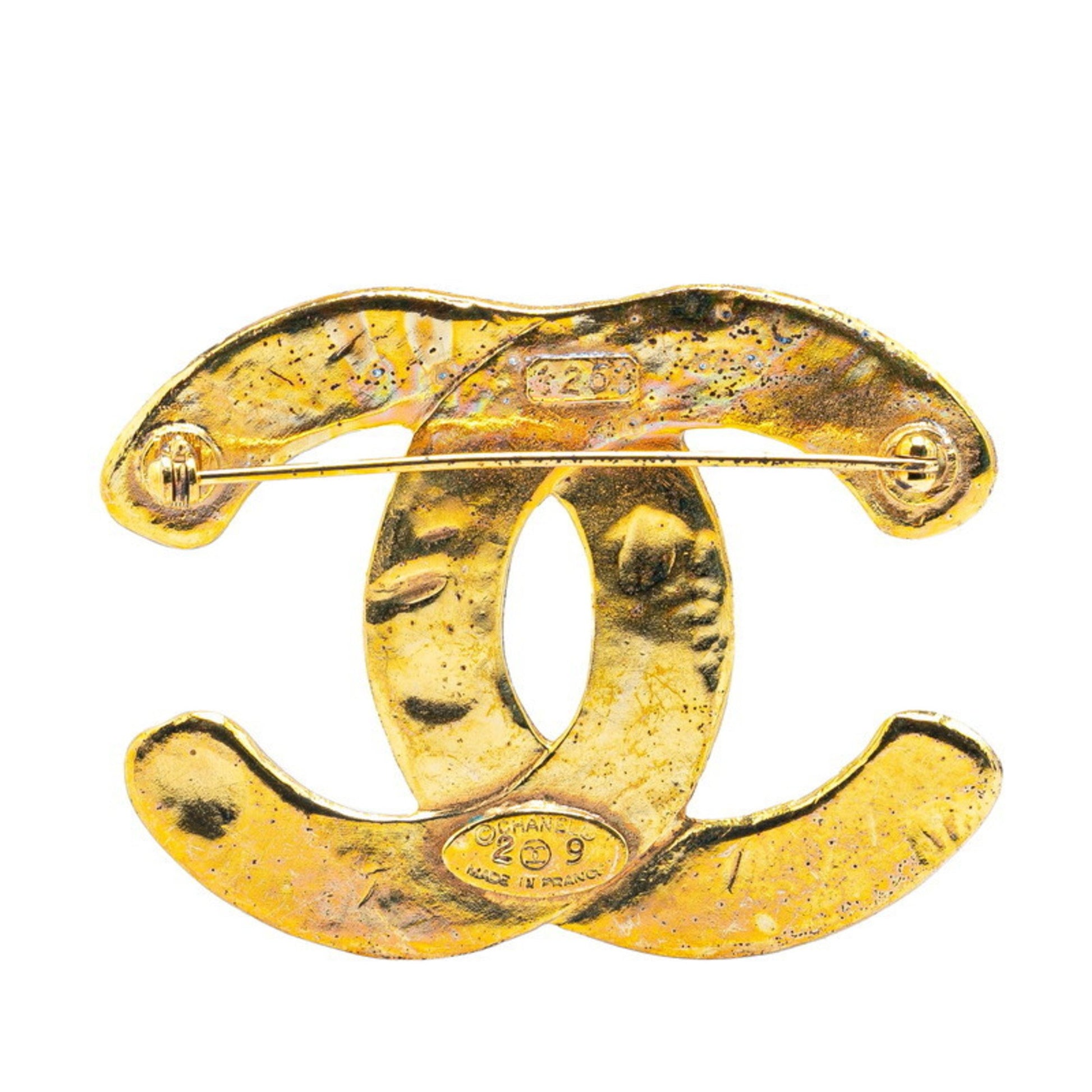 Chanel Logo CC, Gold, Metal, brooch