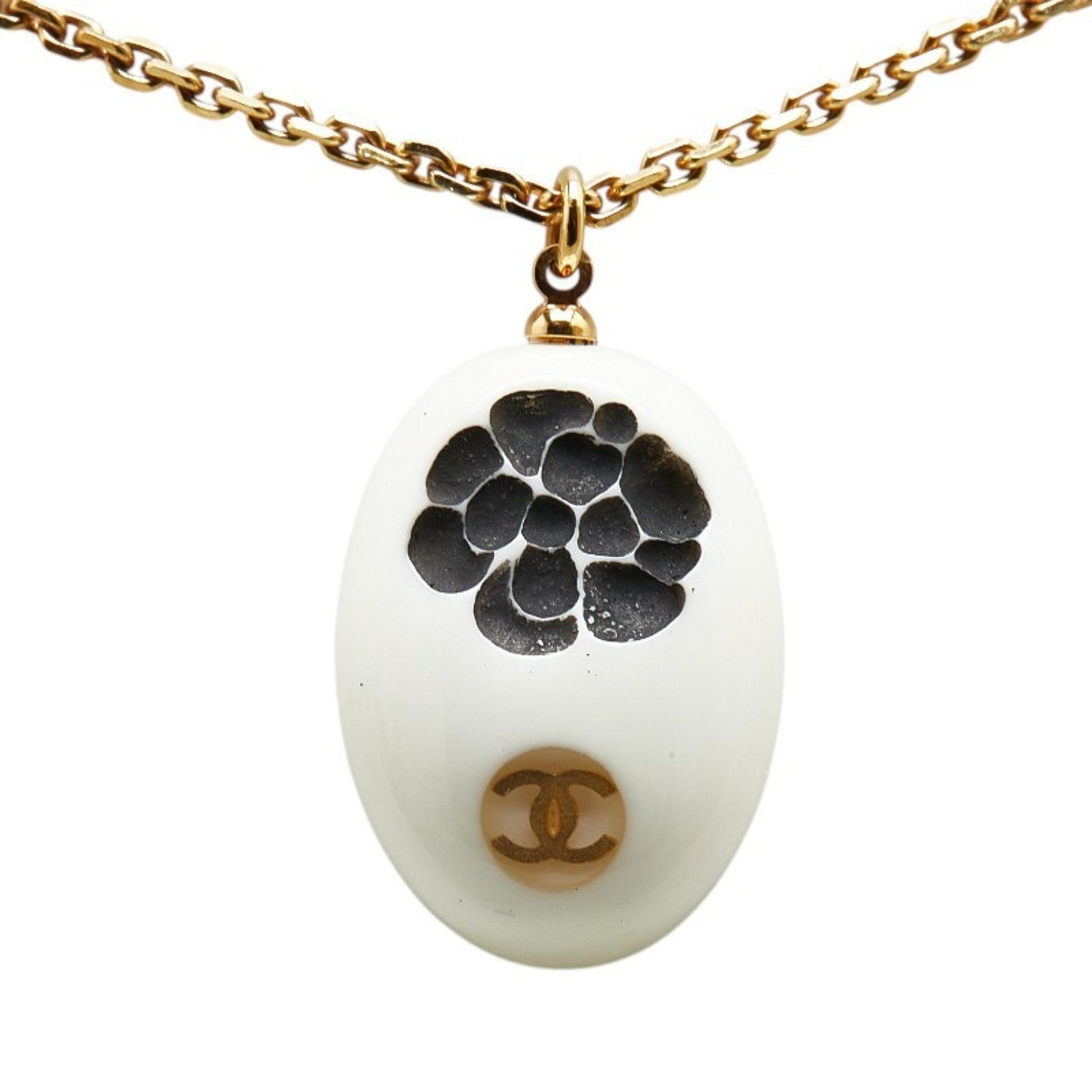 Chanel Coco Mark, White, Gold Plated, necklace