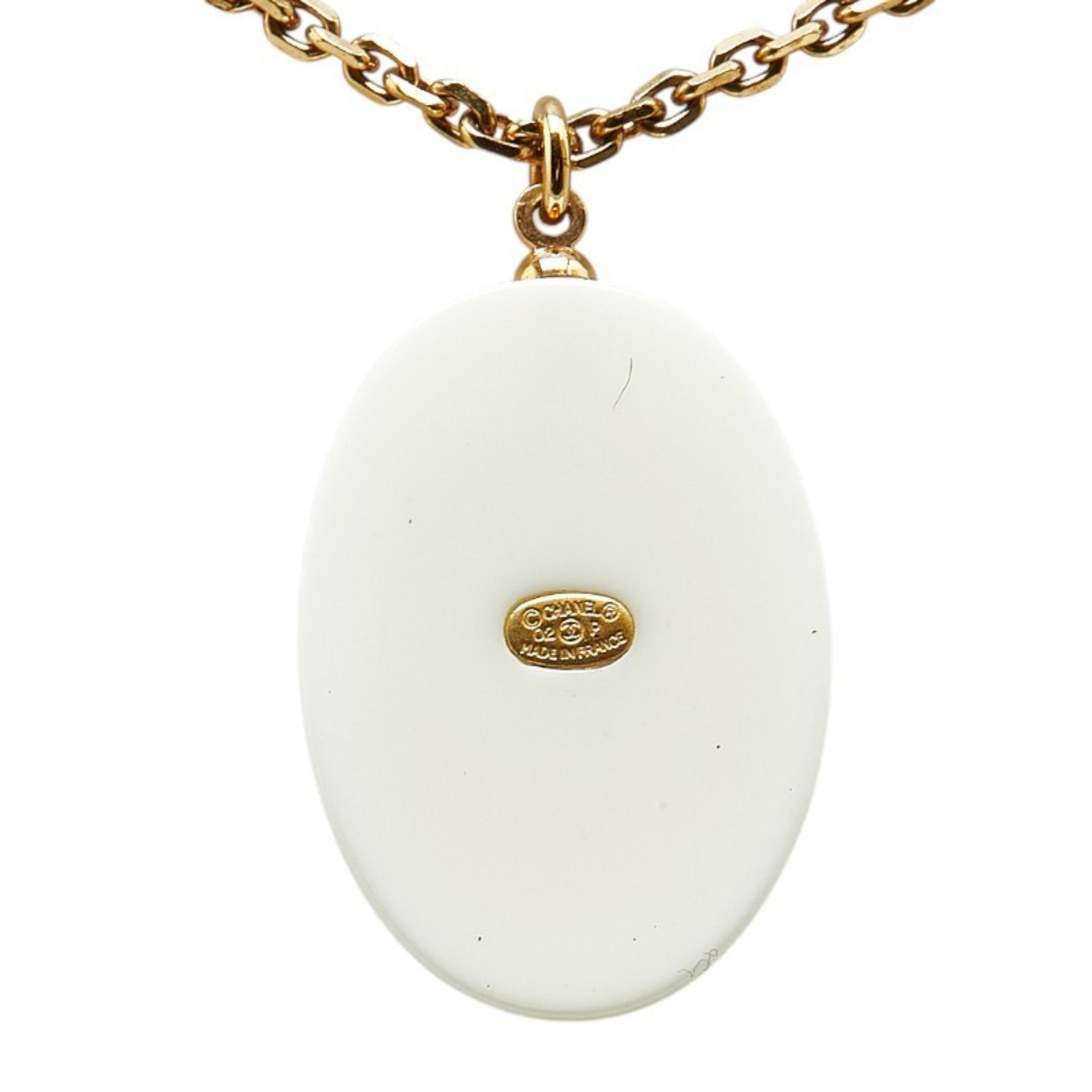 Chanel Coco Mark, White, Gold Plated, necklace