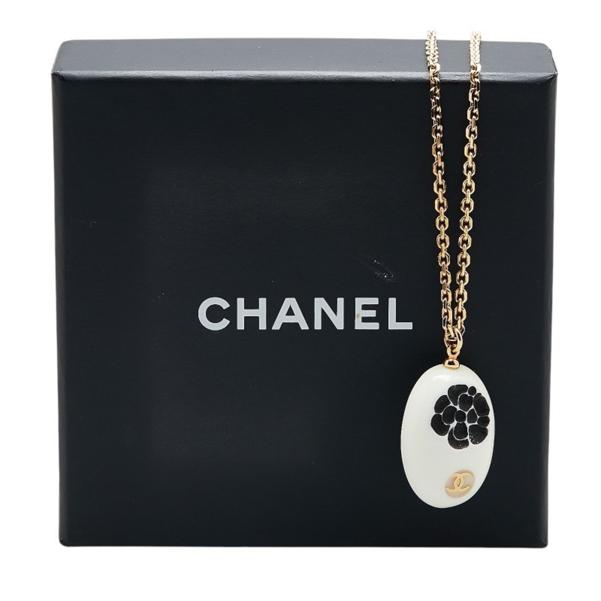 Chanel Coco Mark, White, Gold Plated, necklace