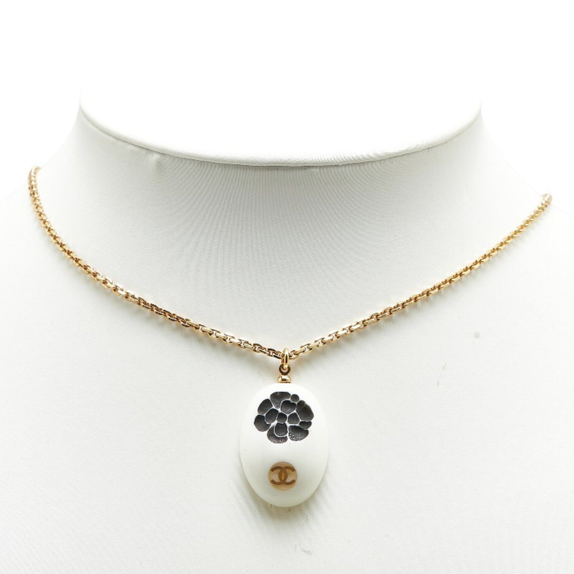 Chanel Coco Mark, White, Gold Plated, necklace