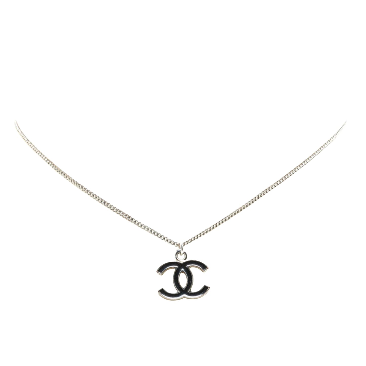 Chanel Coco Mark, Black, Metal, necklace