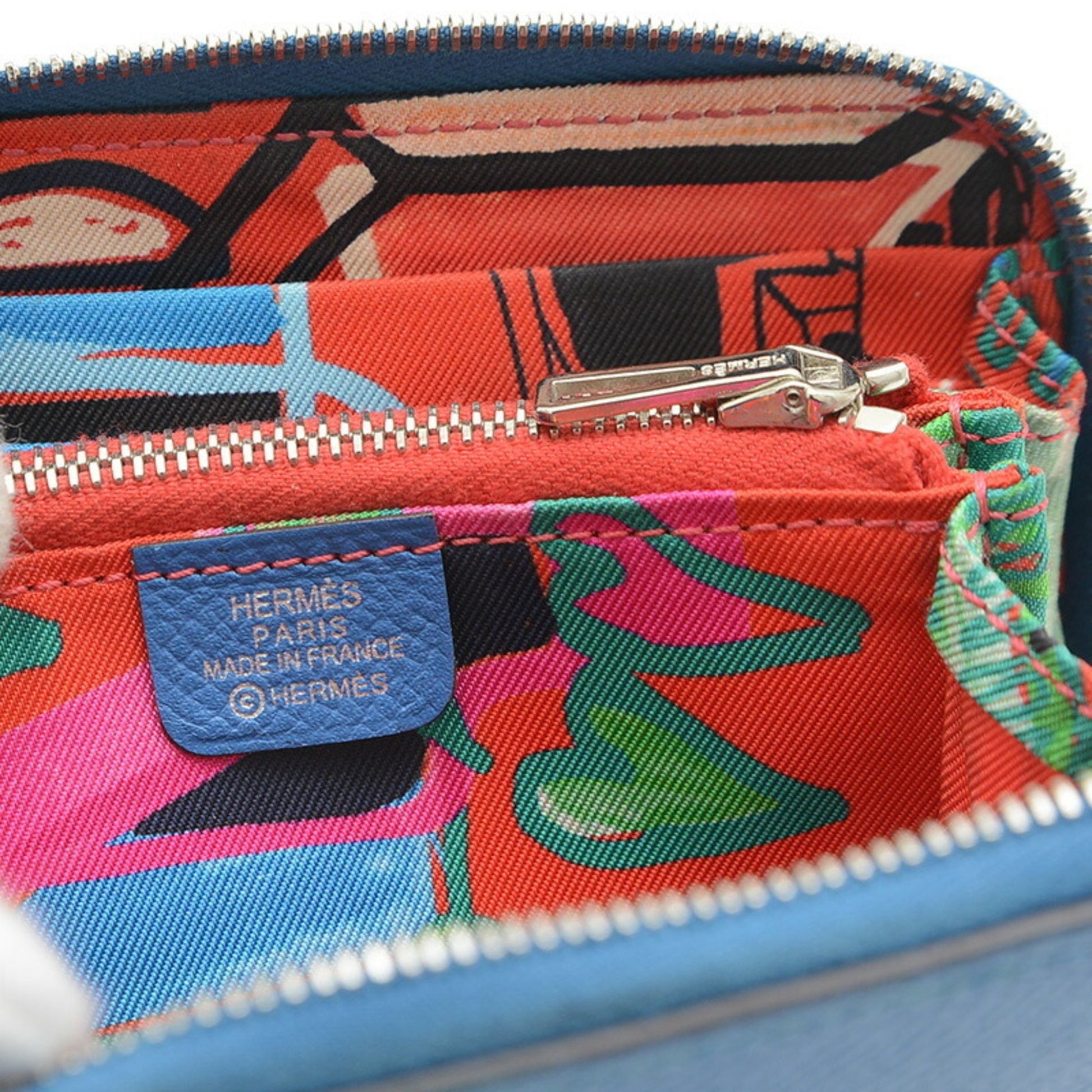 Hermès Silk'In, Blue, Leather, wallet