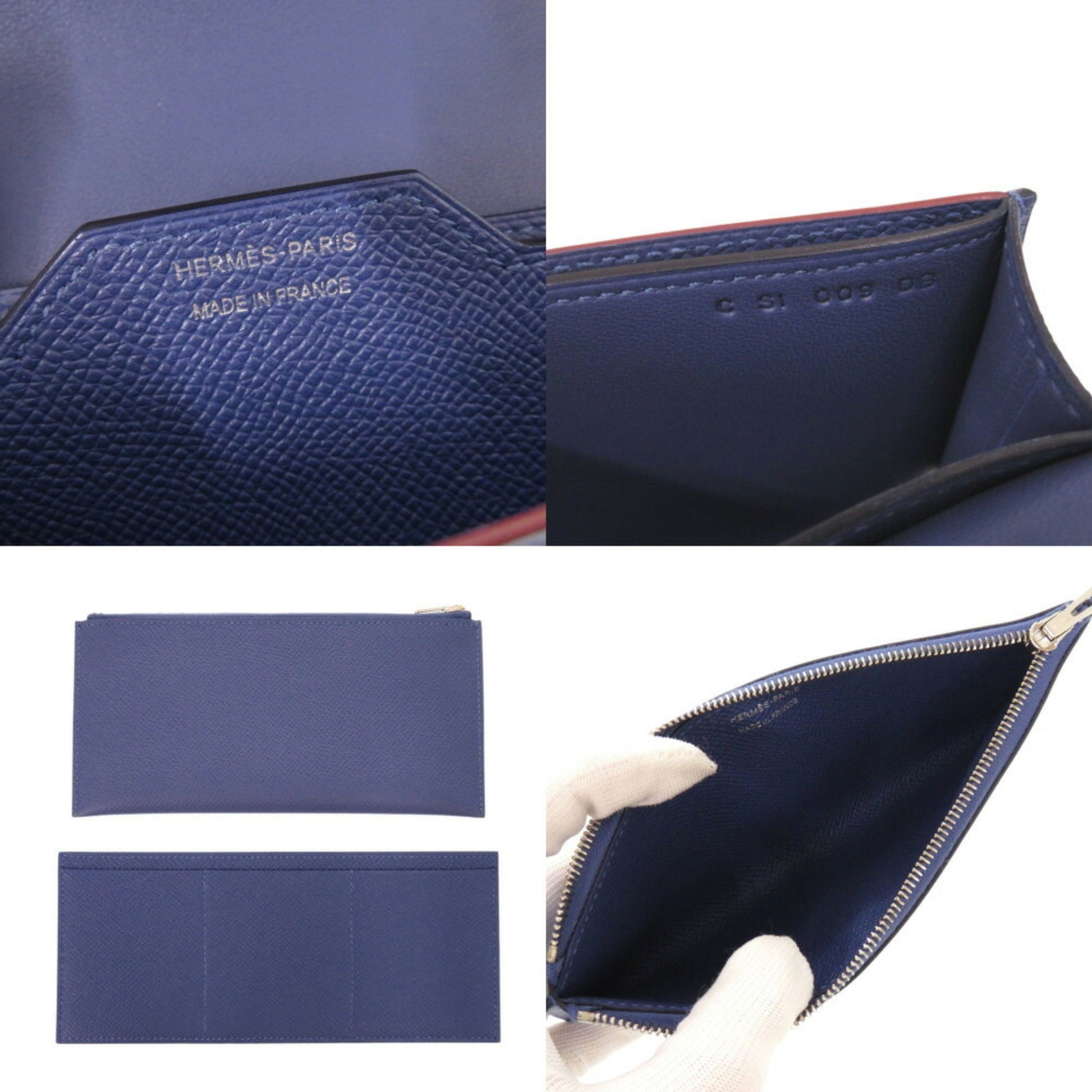 Hermès Passant, Navy, Leather, wallet