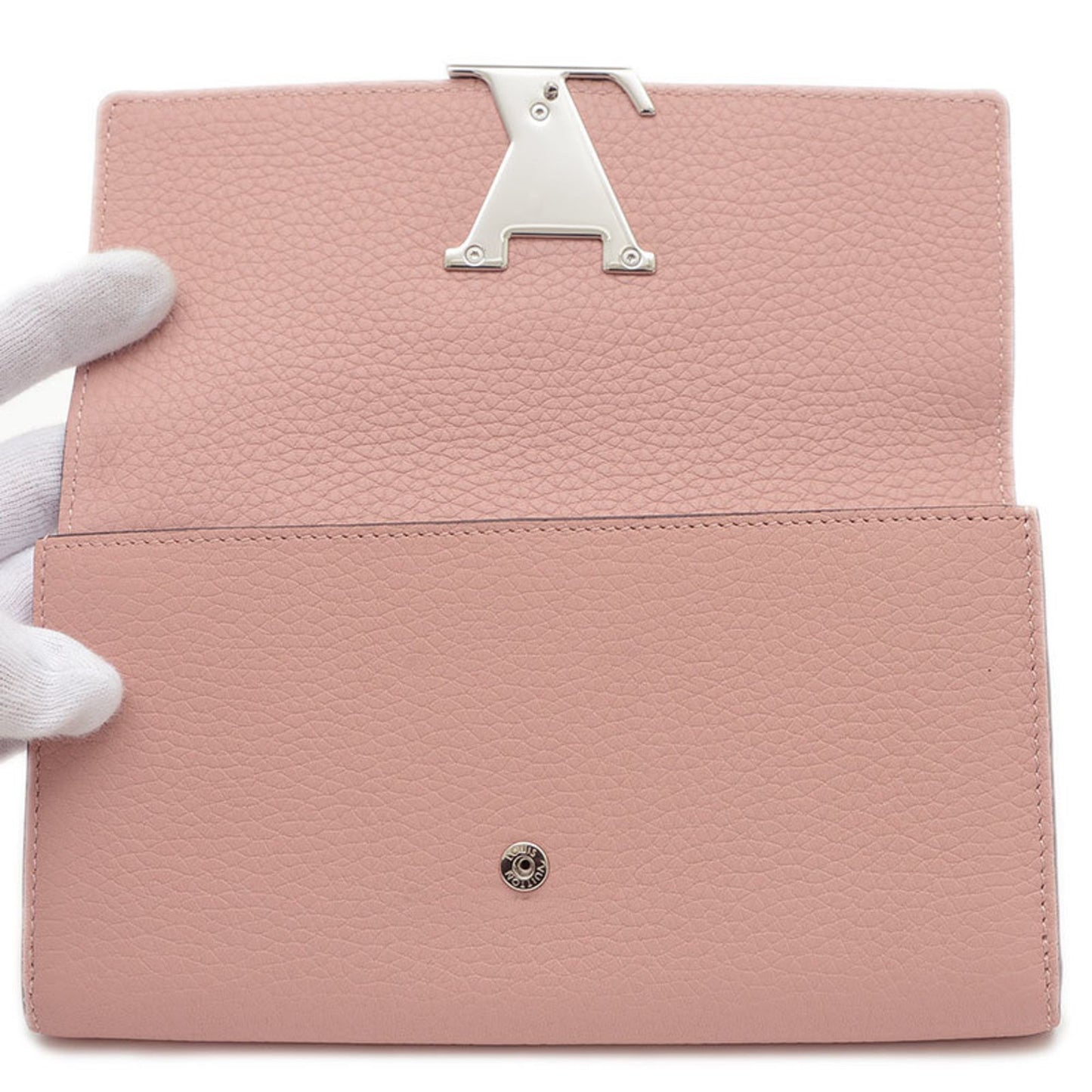 Louis Vuitton Capucines, Pink, Leather, wallet