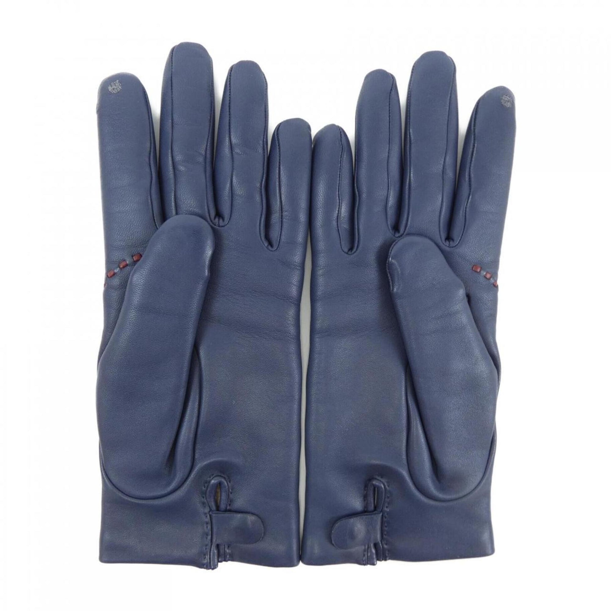 Hermès --, Navy, Leather, gloves