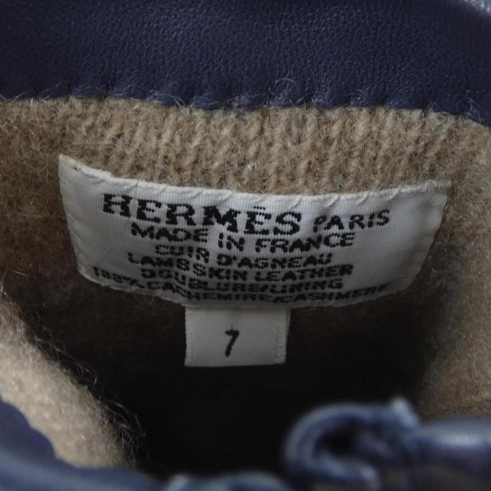 Hermès --, Navy, Leather, gloves