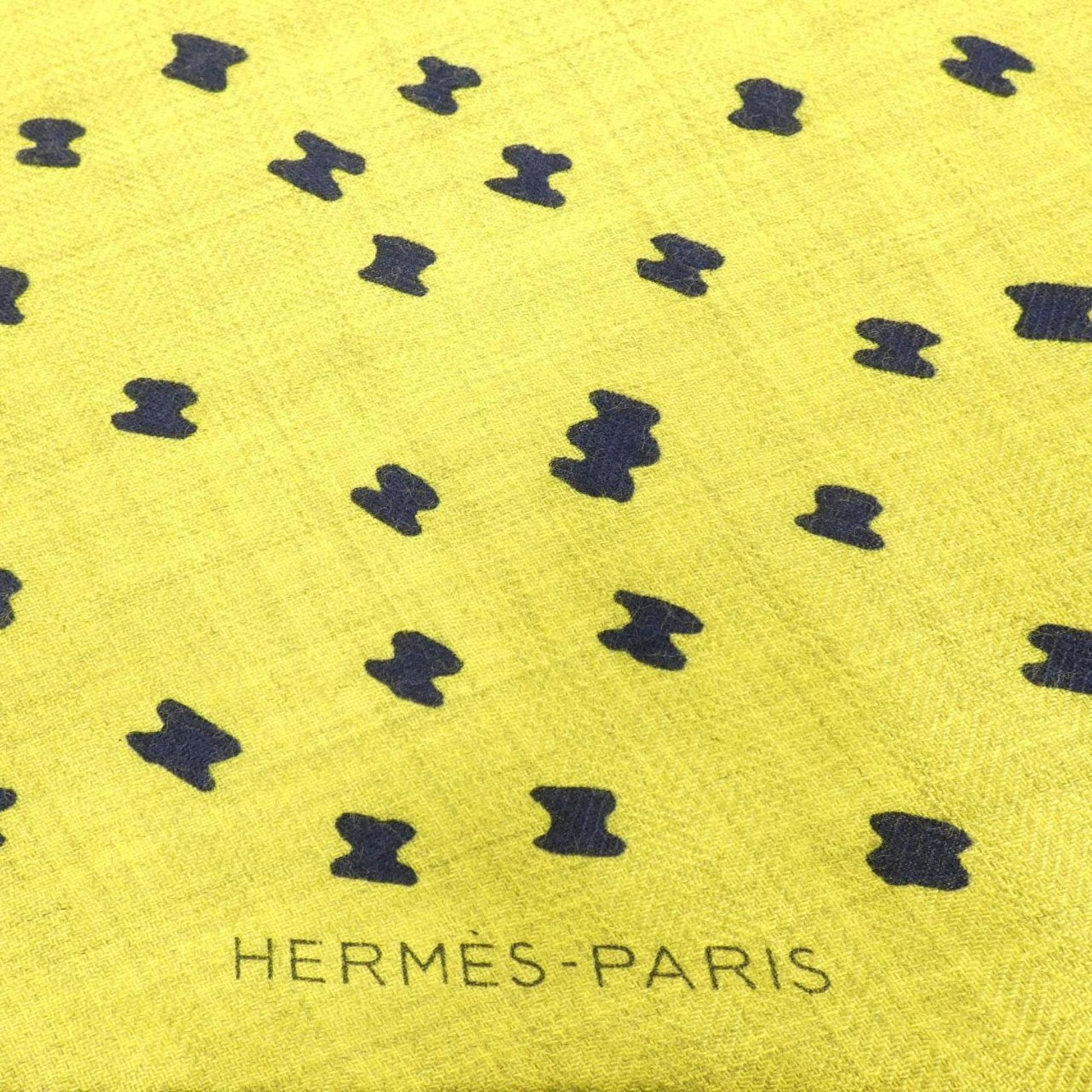 Hermès --, Yellow, Cashmere, scarf