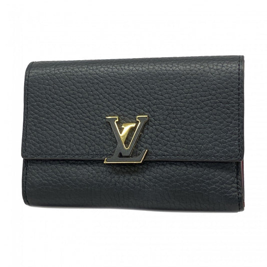 Louis Vuitton Capucines, Black, Leather, wallet