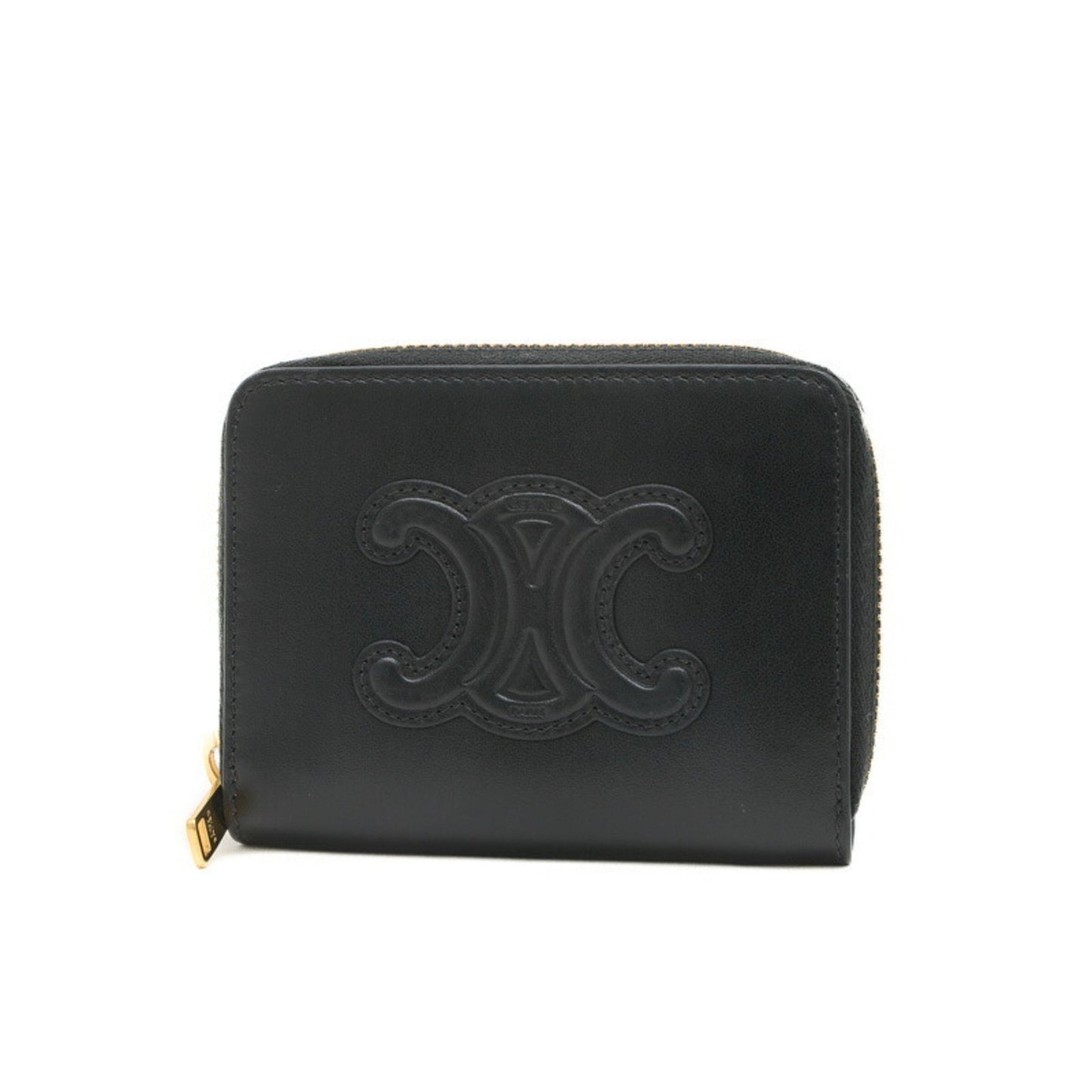 Céline Zip Around, Black, Leather, wallet