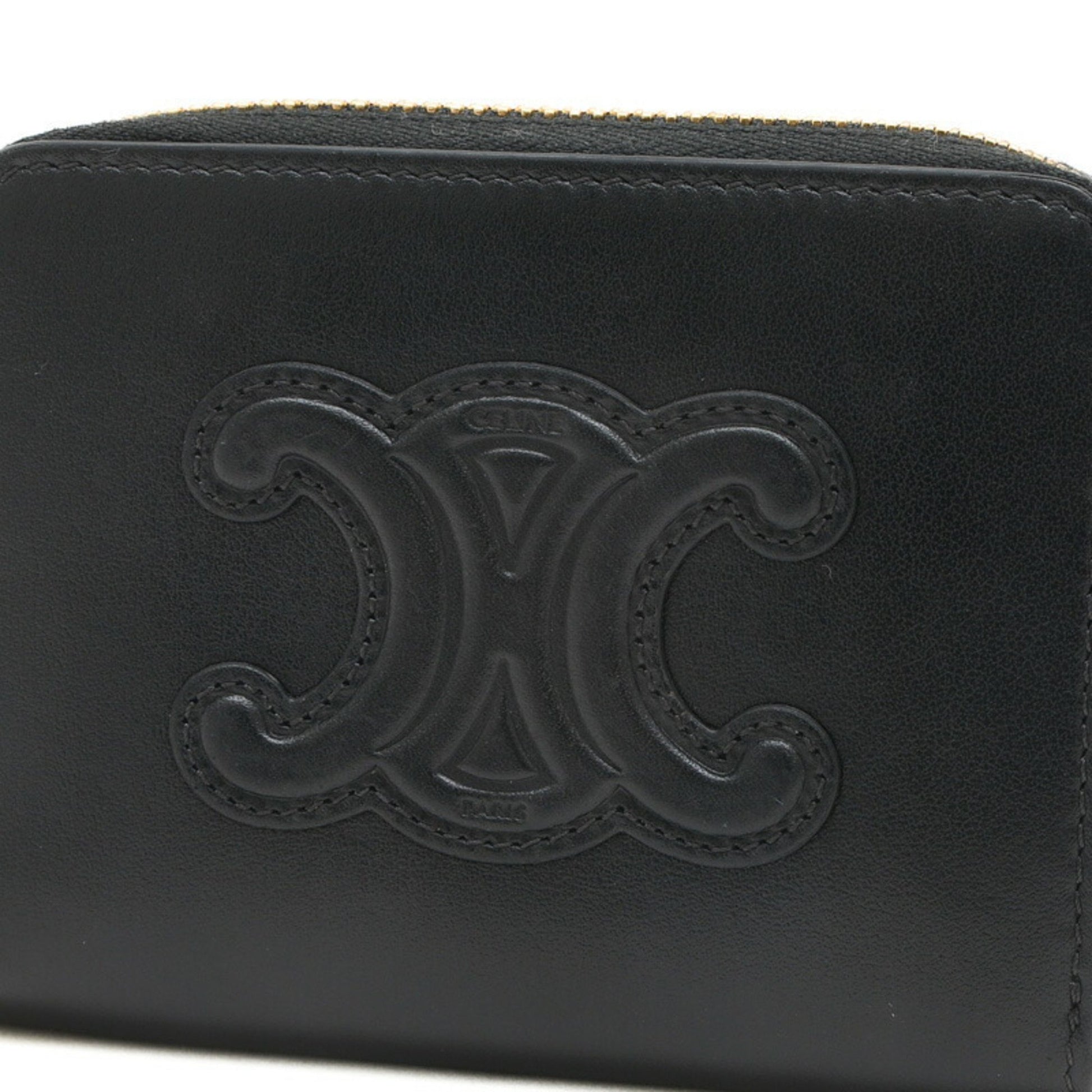 Céline Zip Around, Black, Leather, wallet