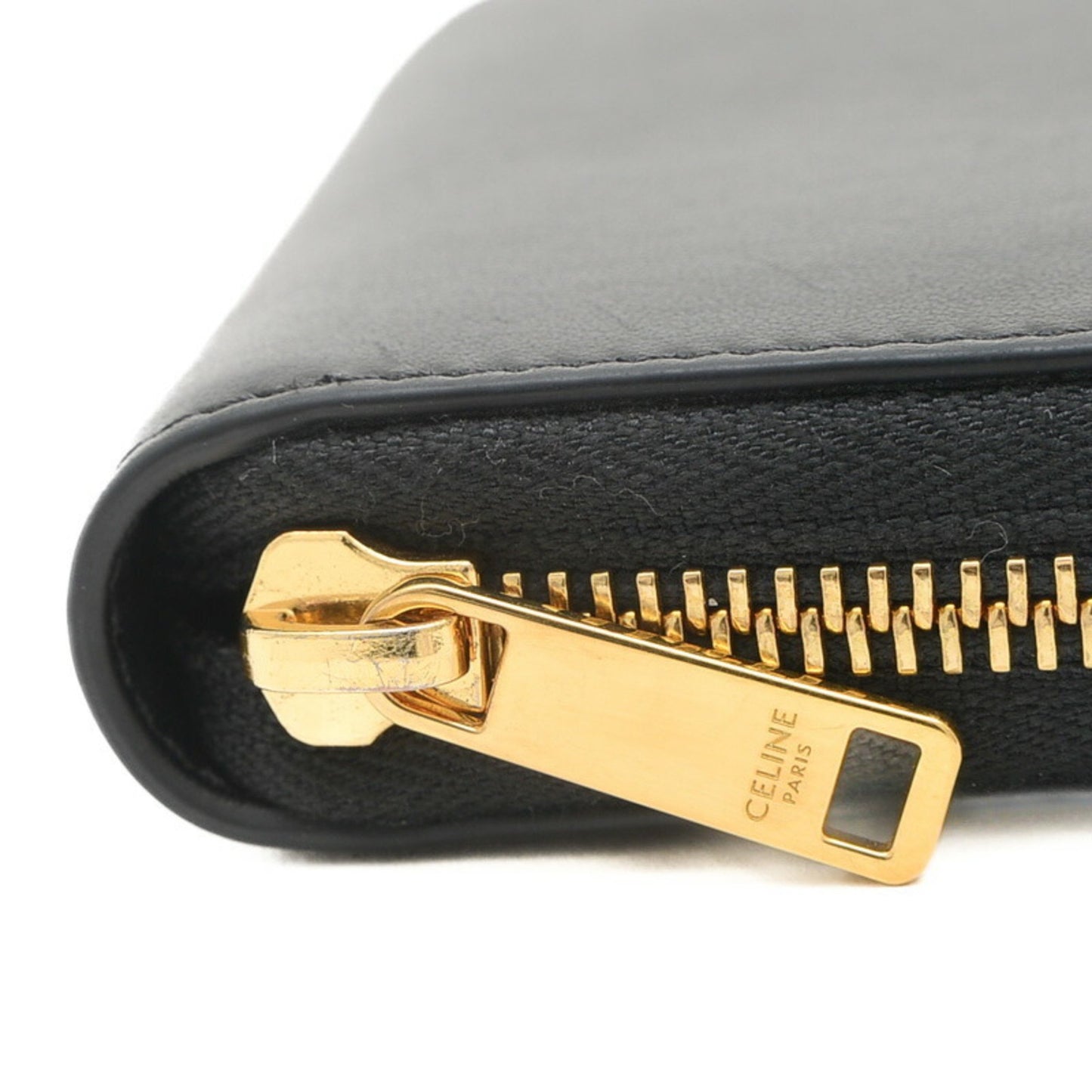 Céline Zip Around, Black, Leather, wallet