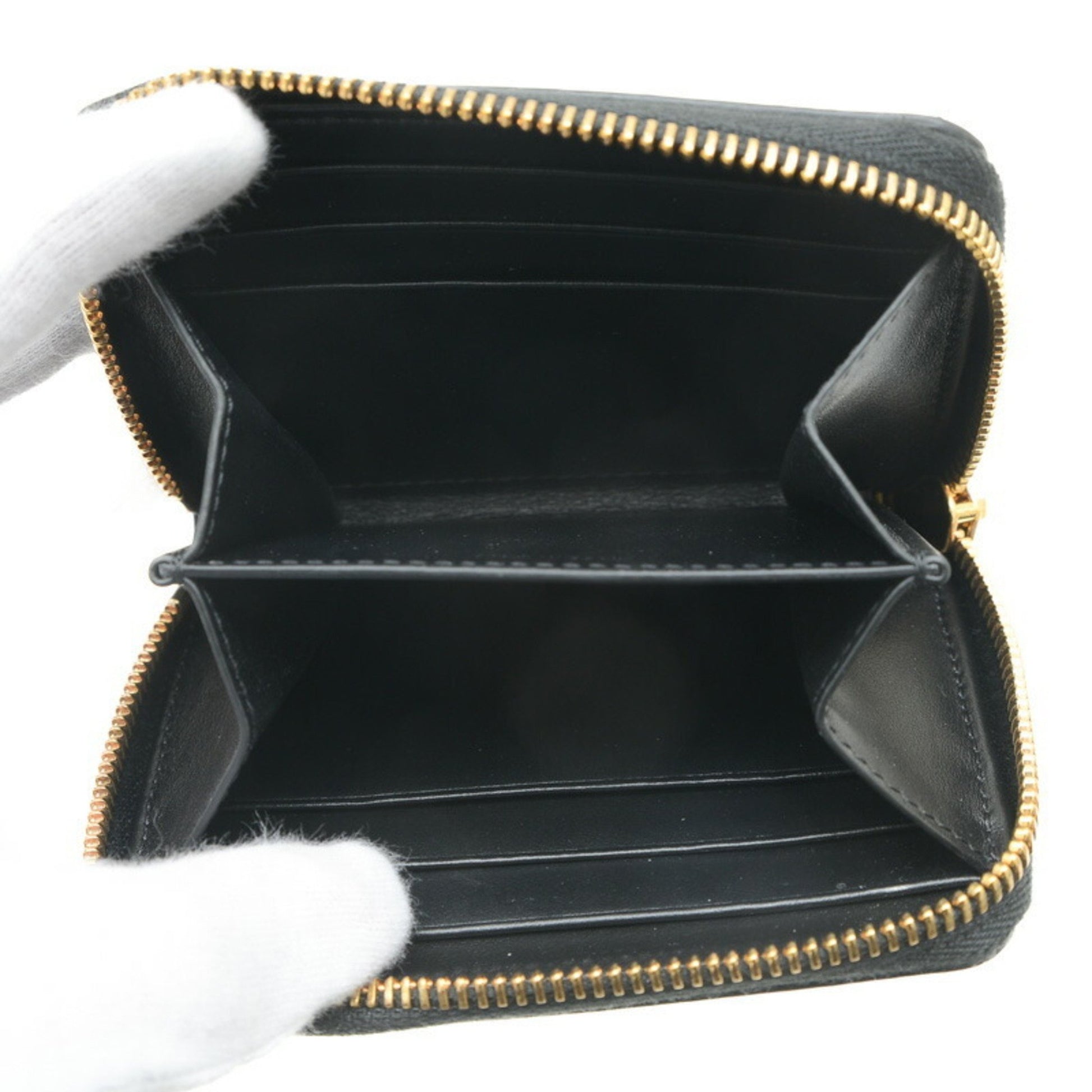 Céline Zip Around, Black, Leather, wallet