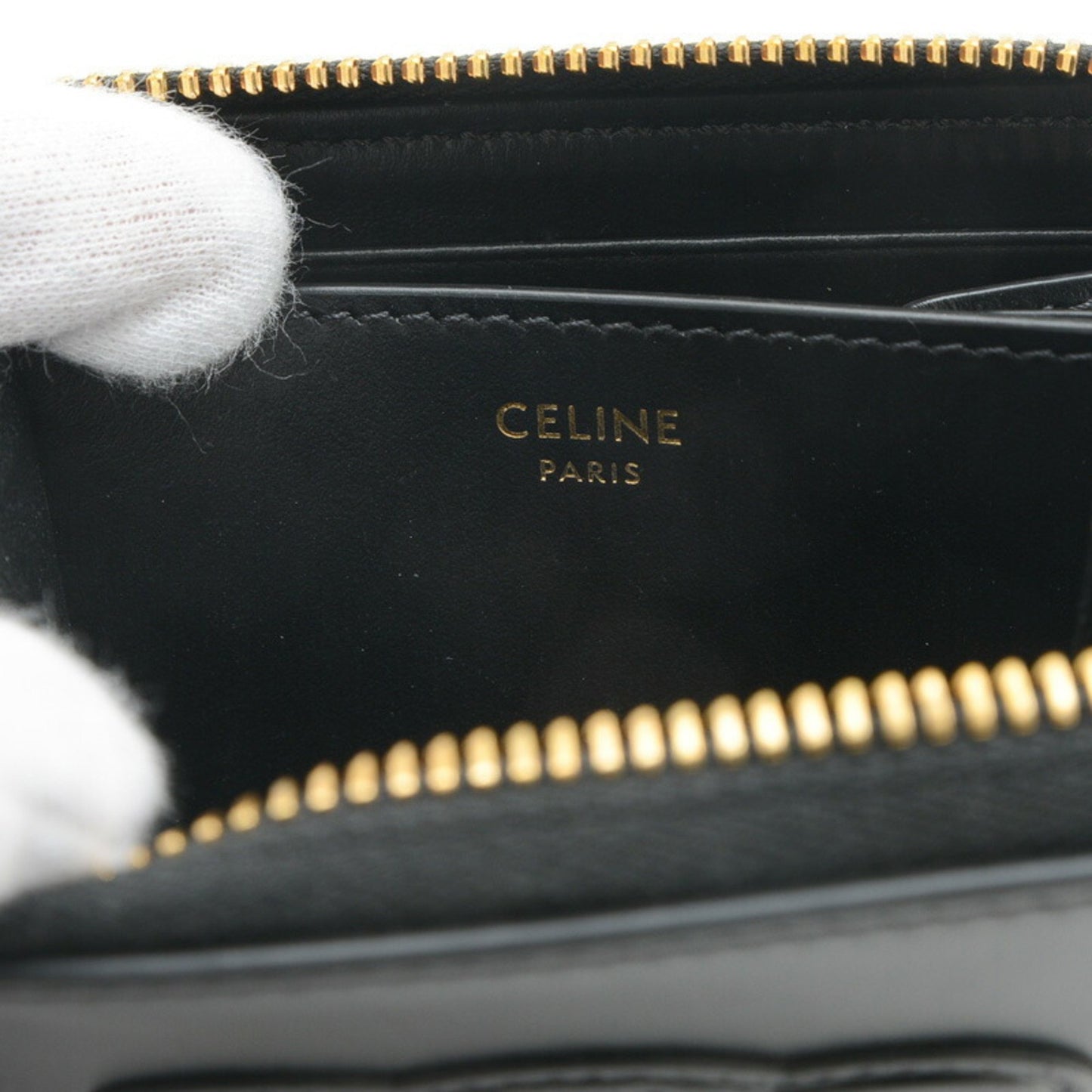 Céline Zip Around, Black, Leather, wallet