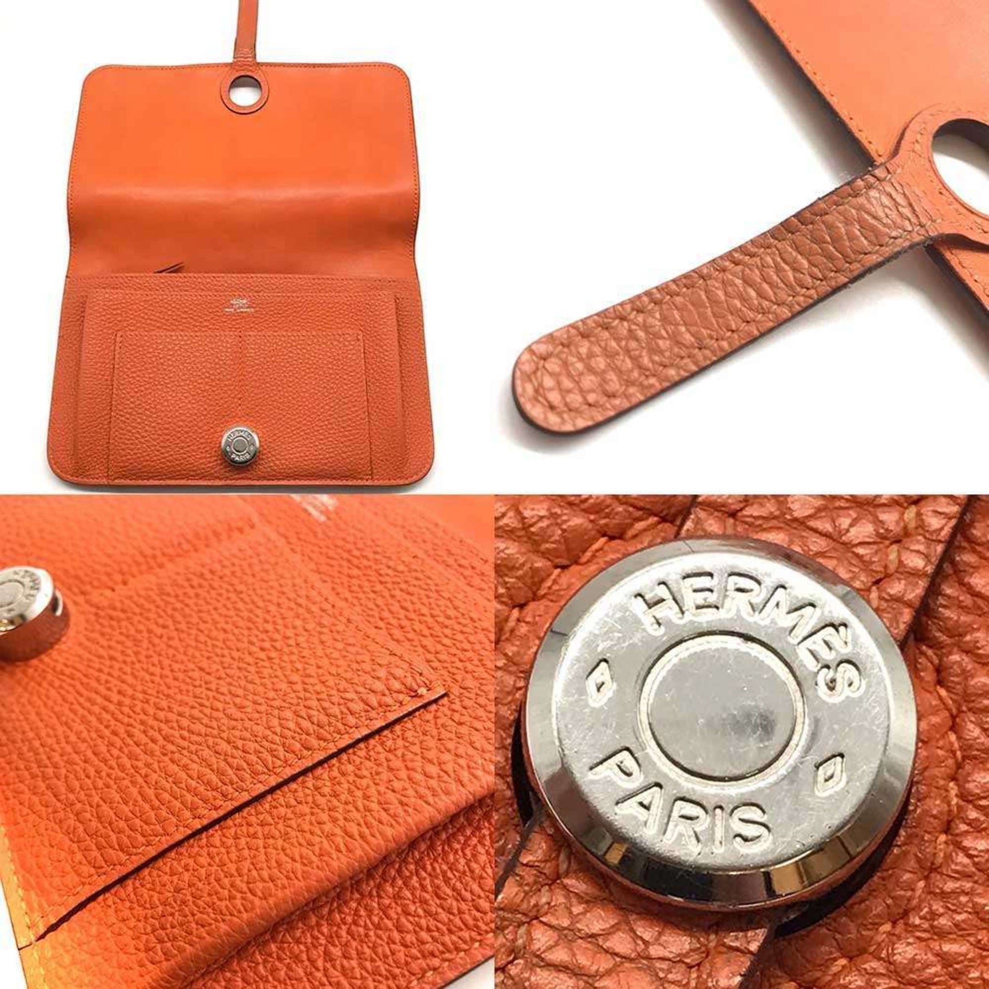 Hermès Dogon, Orange, Leather, wallet