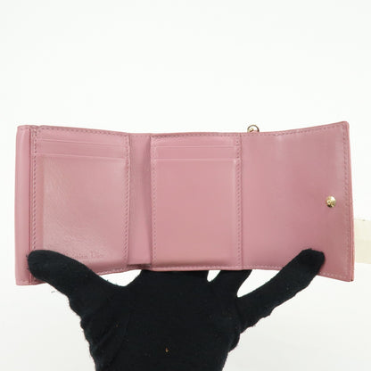 Christian Dior Lady Dior Cannage Quilt Leather, Pink, Patent Leather, Wallet
