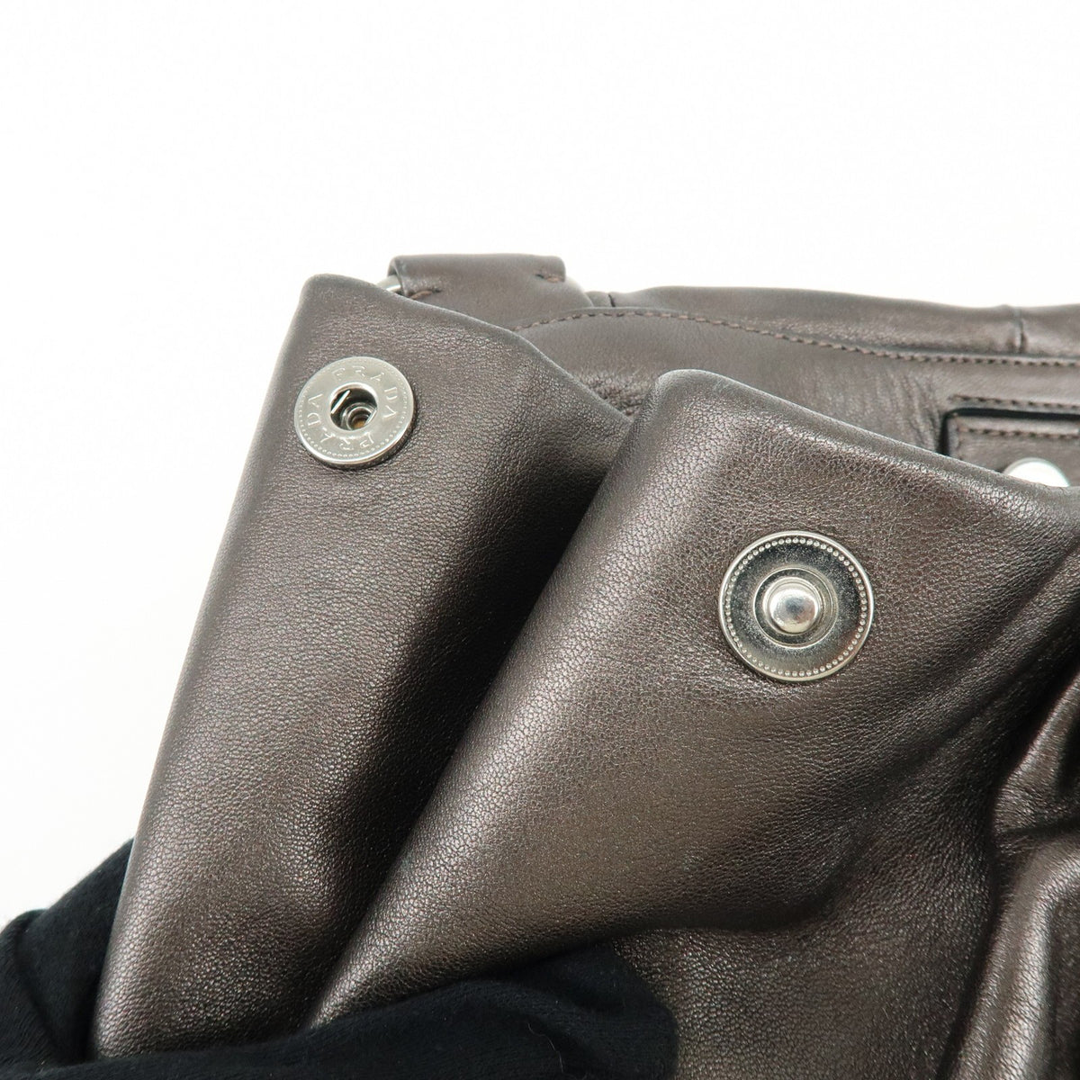 Prada Ruffle Hobo Nappa Leather, Brown, Leather, Shoulder Bag