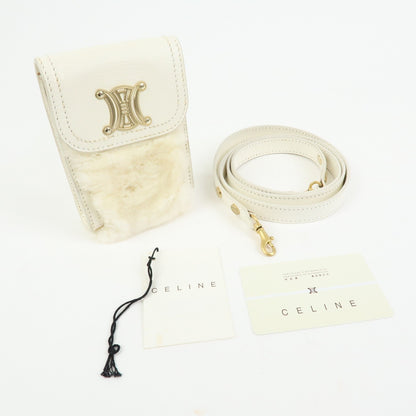 Celine Triomphe Leather, Beige, Leather, Shoulder Bag