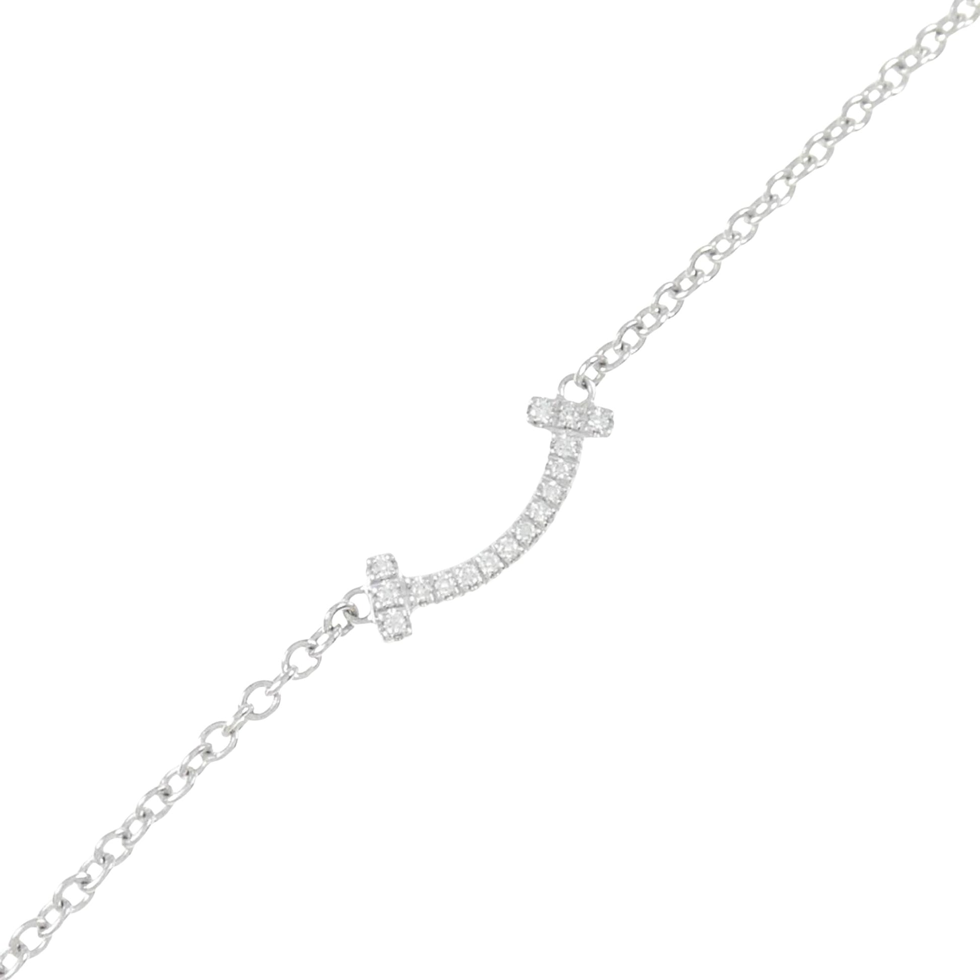 Tiffany & Co T Smile, Silver, White Gold, bracelet