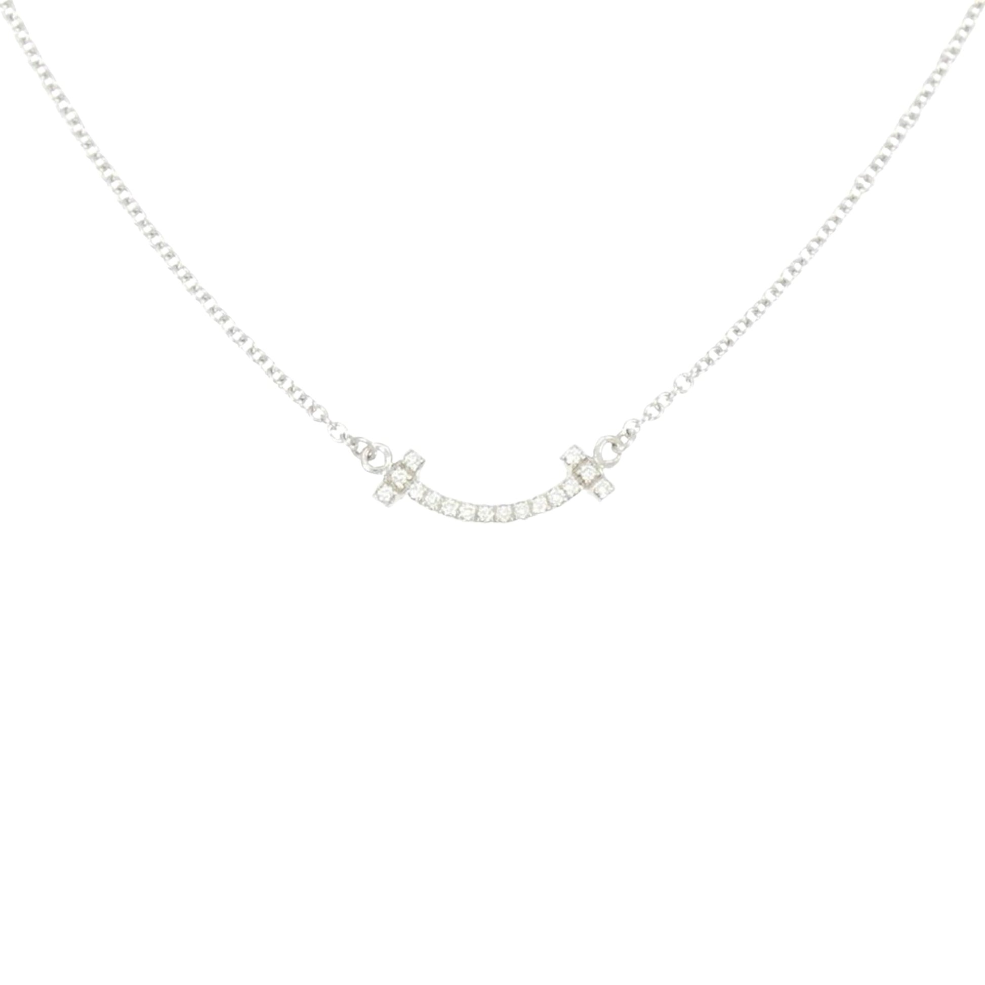 Tiffany & Co T Smile, Silver, White Gold, necklace