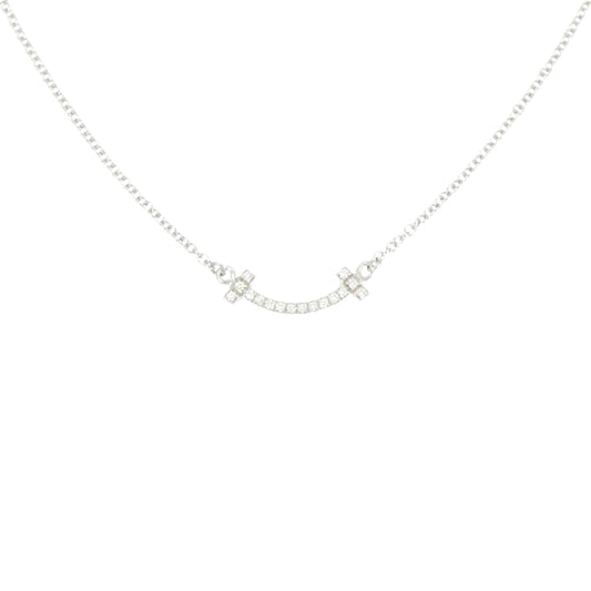 Tiffany & Co T Smile, Silver, White Gold, necklace