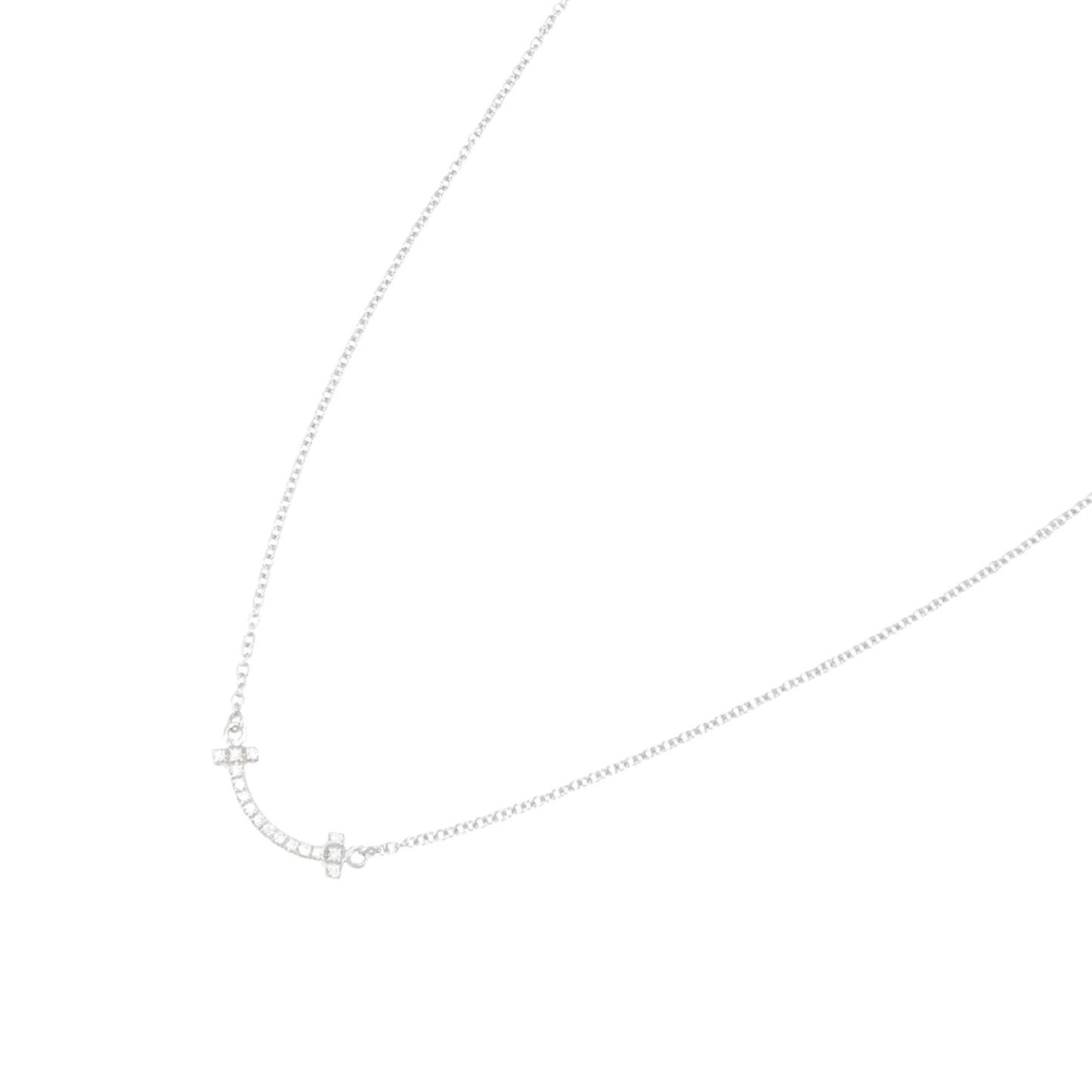 Tiffany & Co T Smile, Silver, White Gold, necklace