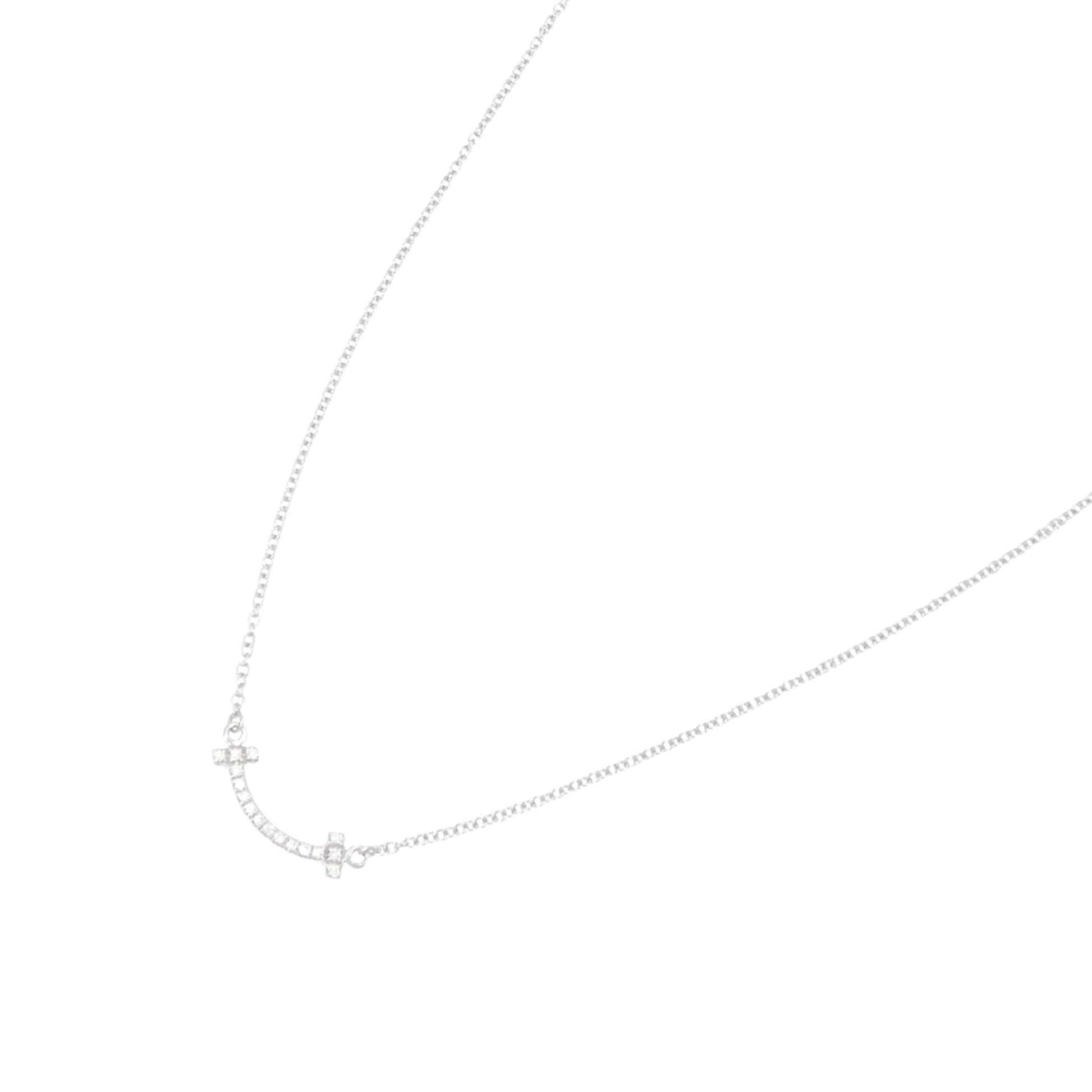 Tiffany & Co T Smile, Silver, White Gold, necklace