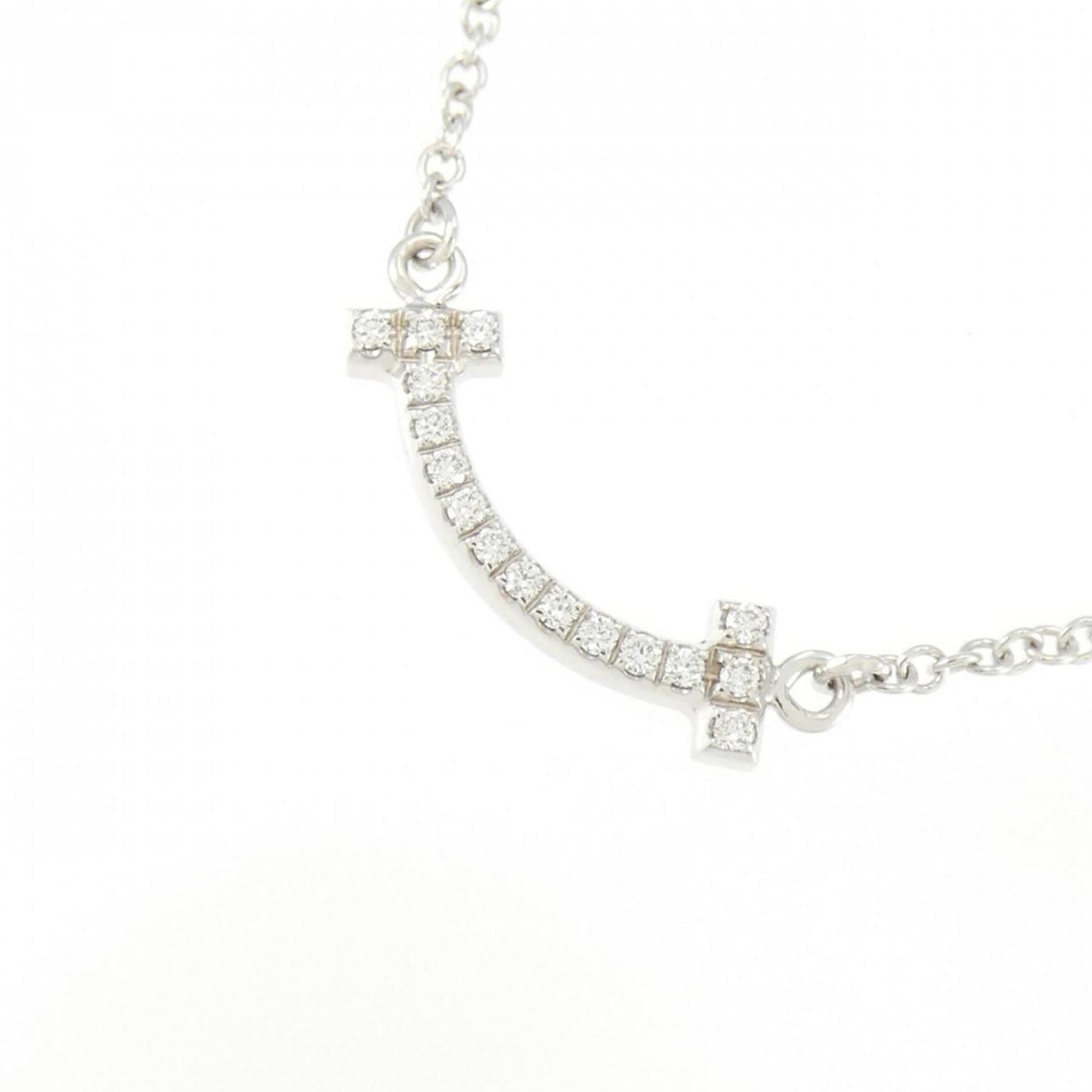 Tiffany & Co T Smile, Silver, White Gold, necklace