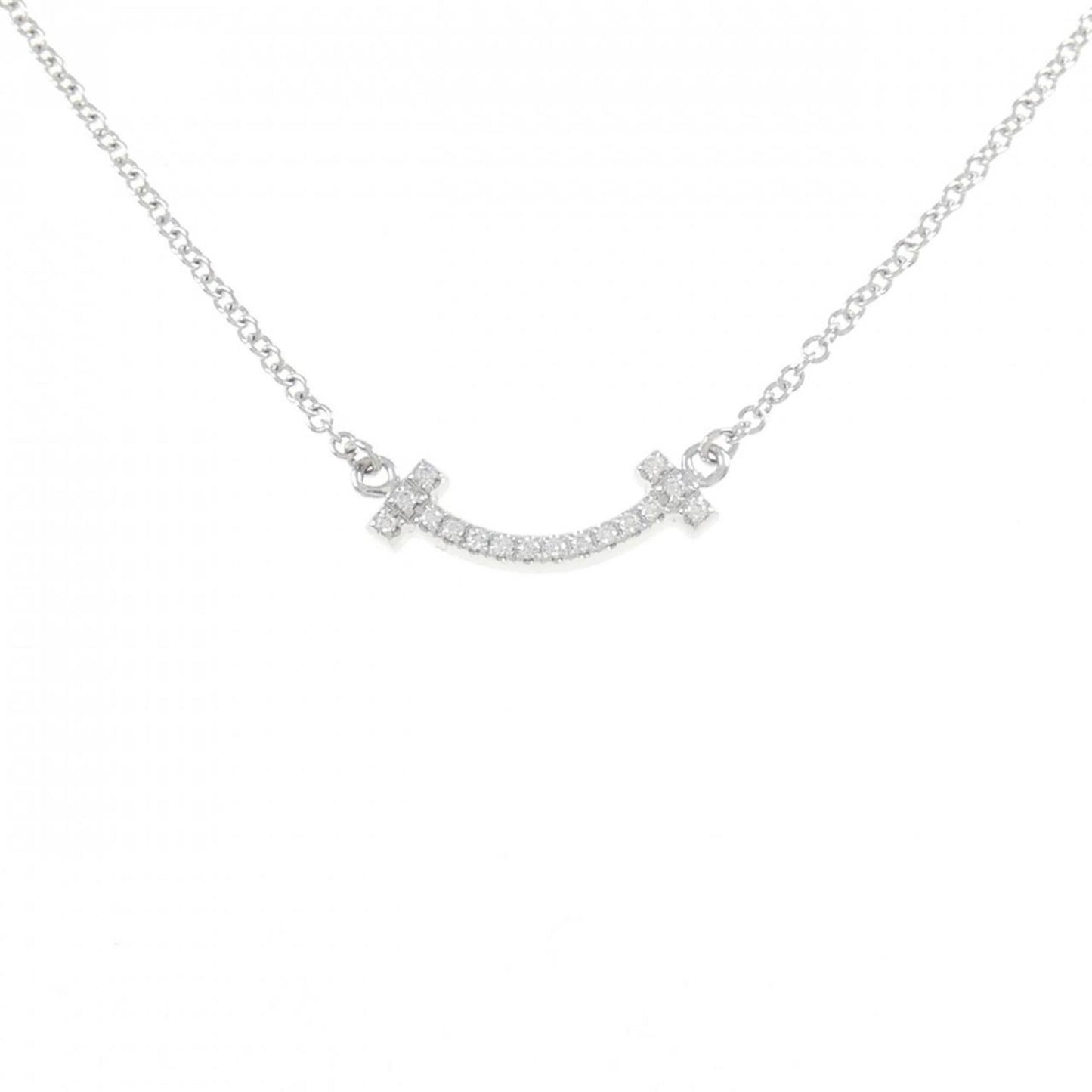 Tiffany & Co T Smile, Silver, White Gold, necklace