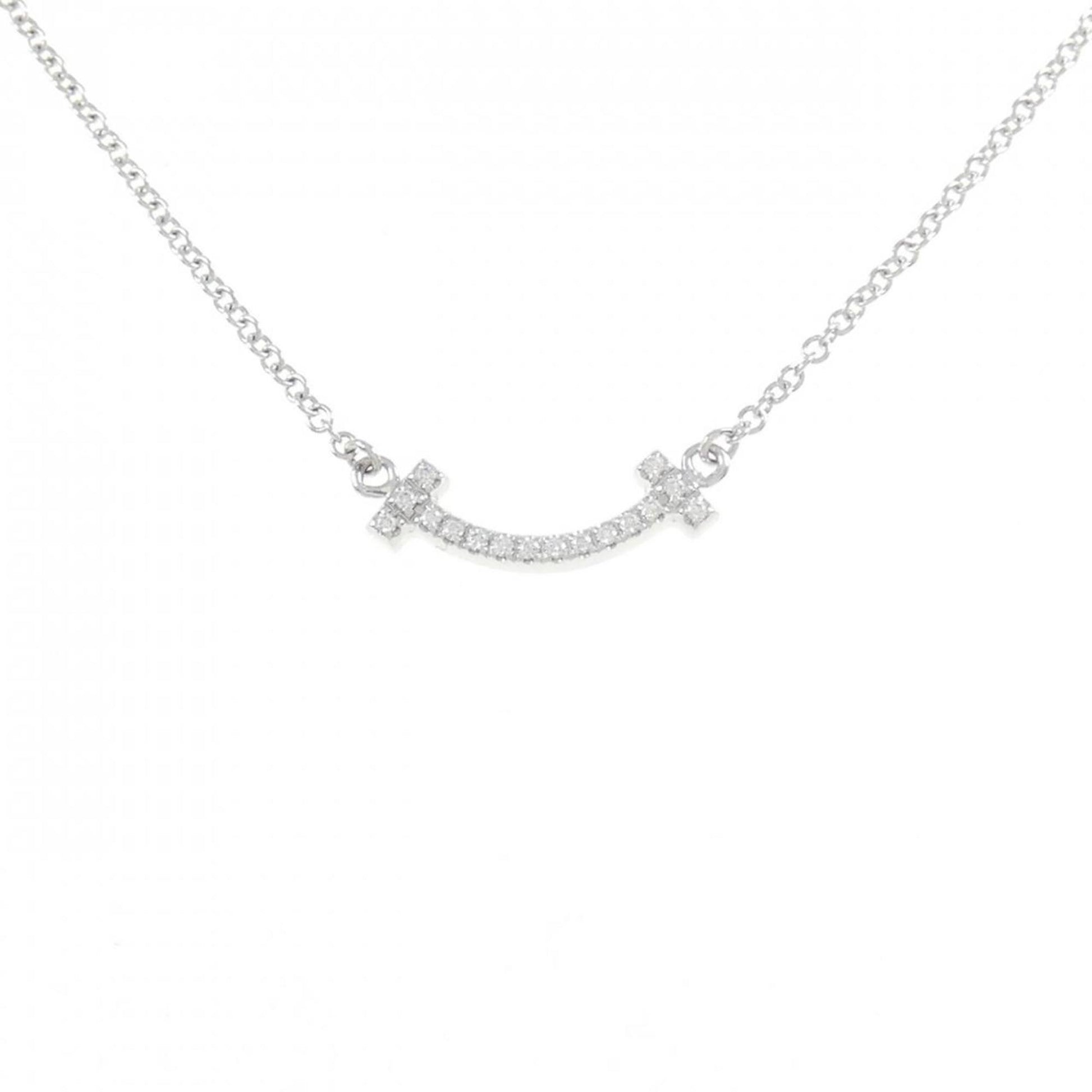 Tiffany & Co T Smile, Silver, White Gold, necklace