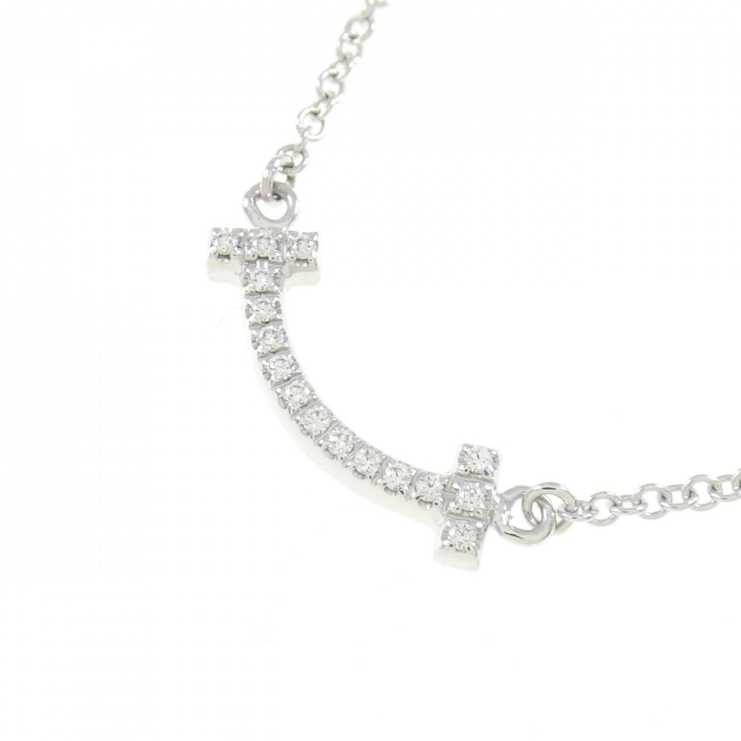 Tiffany & Co T Smile, Silver, White Gold, necklace