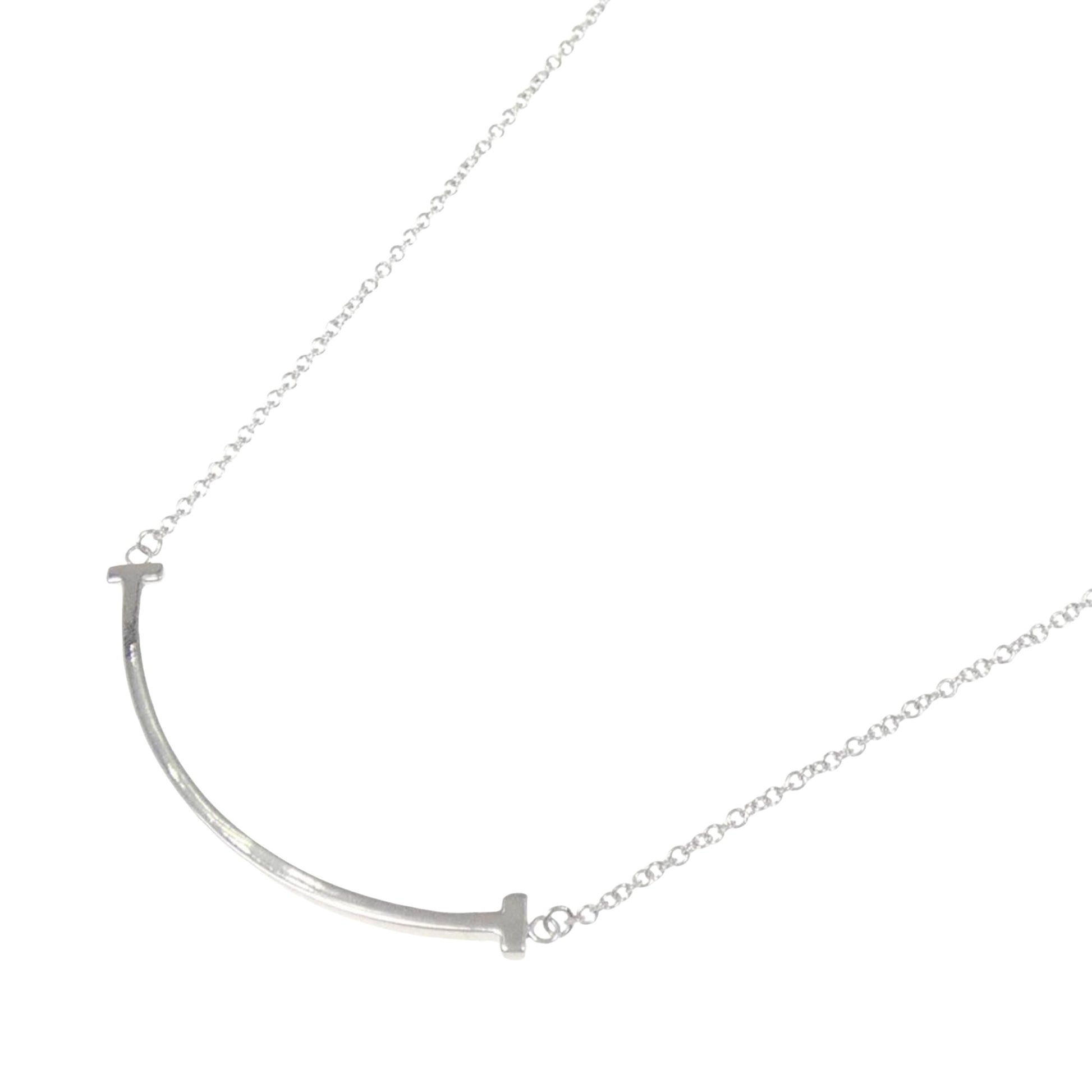 Tiffany & Co T Smile, Silver, White Gold, necklace