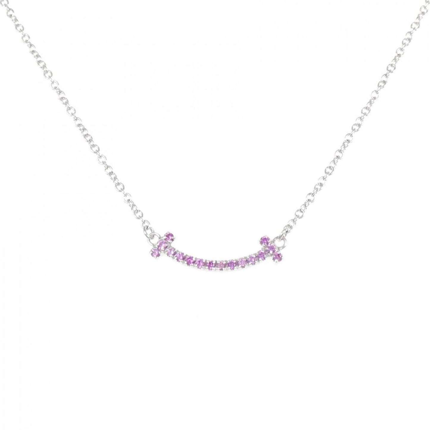 Tiffany & Co T Smile, Silver, White Gold, necklace