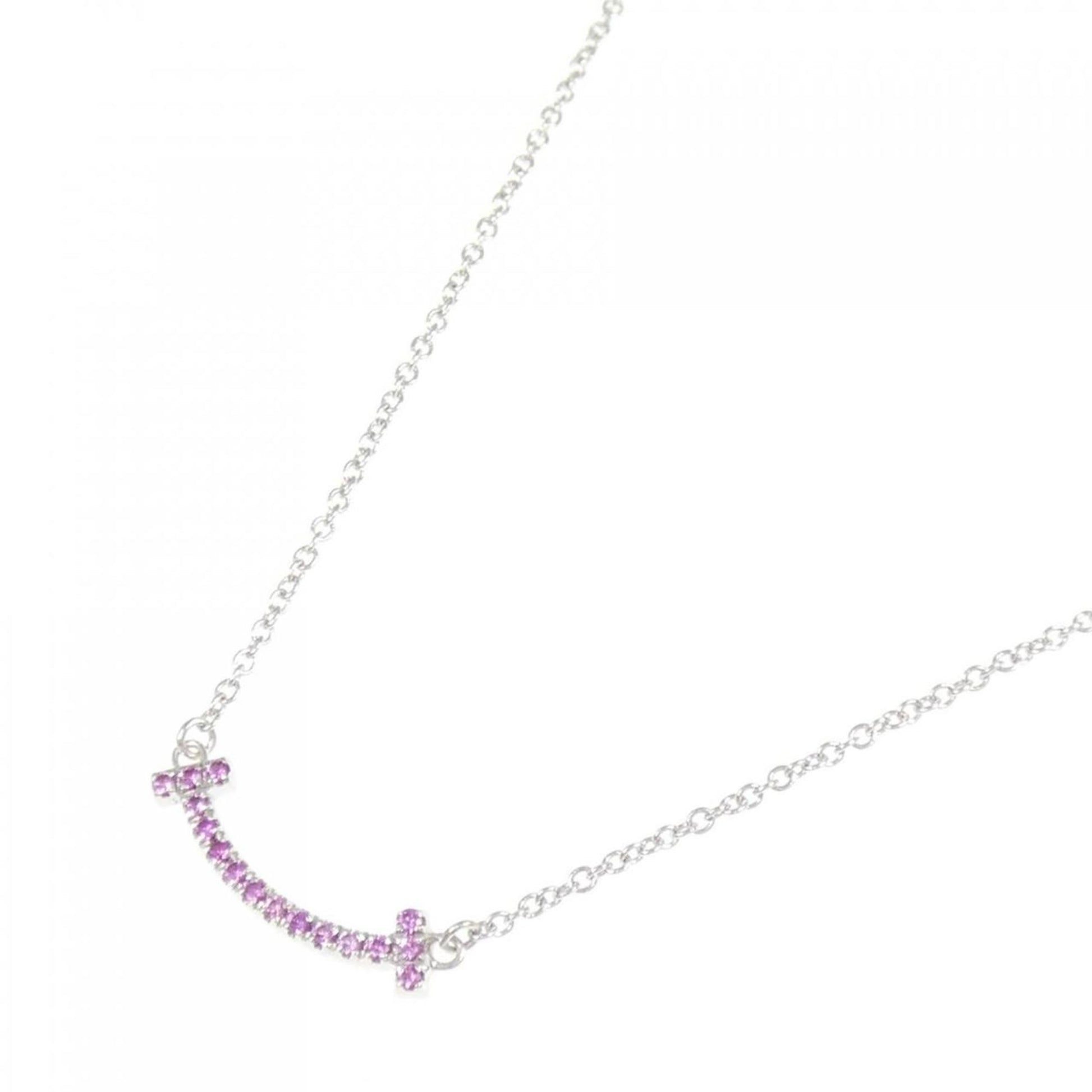 Tiffany & Co T Smile, Silver, White Gold, necklace