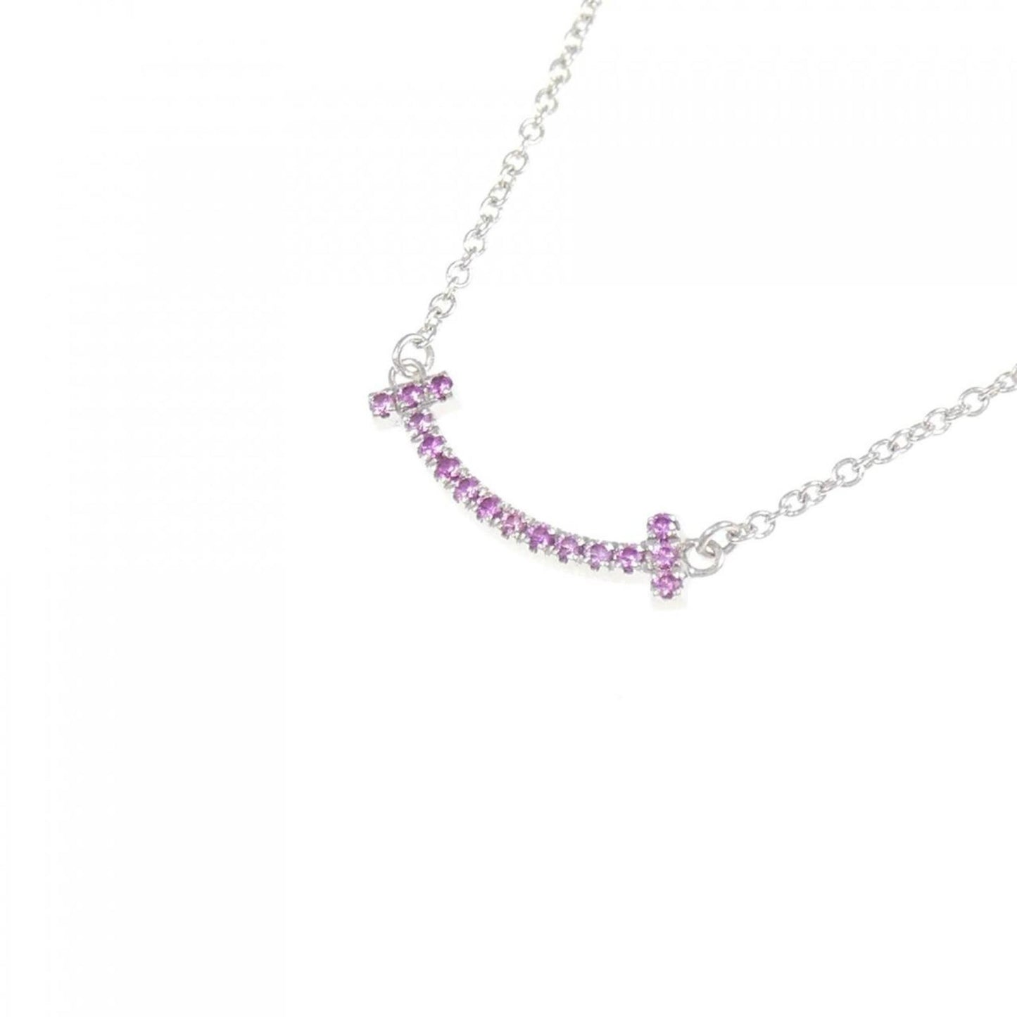 Tiffany & Co T Smile, Silver, White Gold, necklace