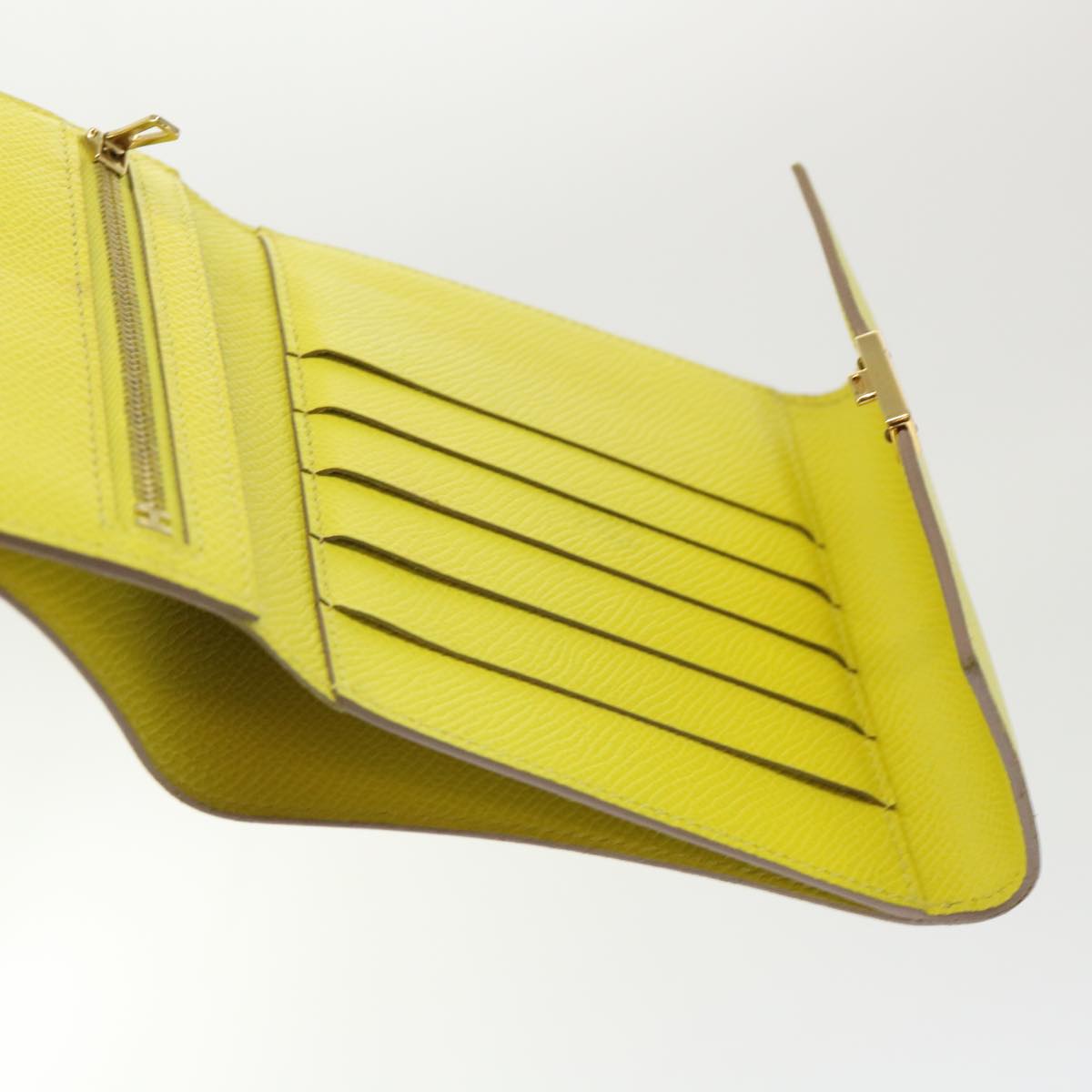 Hermès Clic 12, Yellow, Leather, wallet