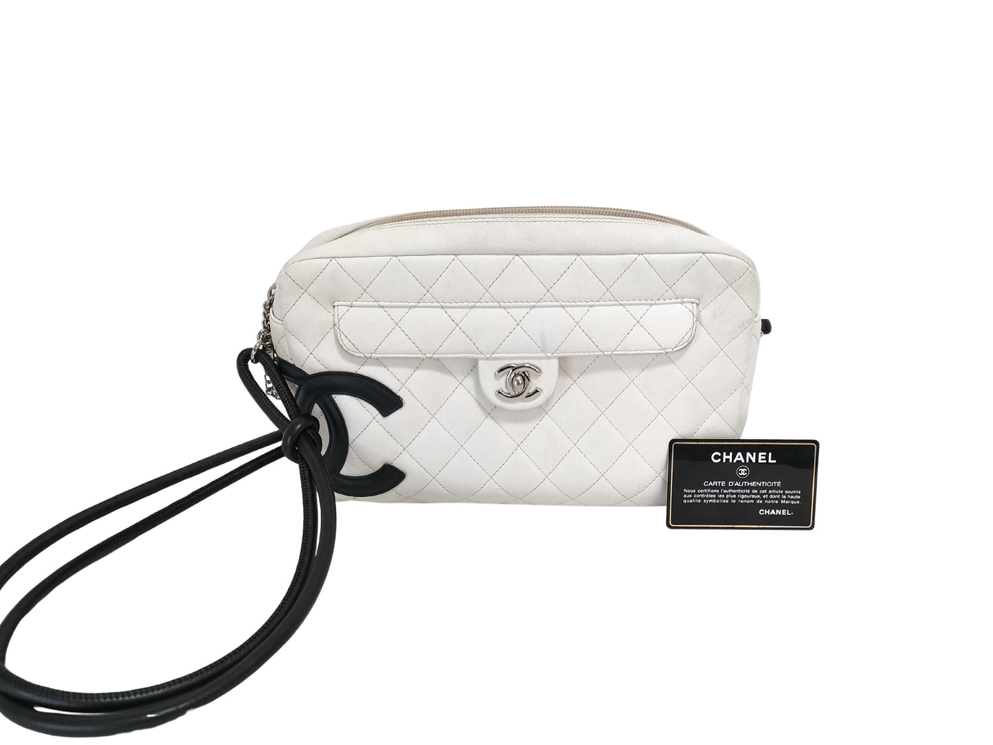 Chanel Cambon, White, Leather, shoulder