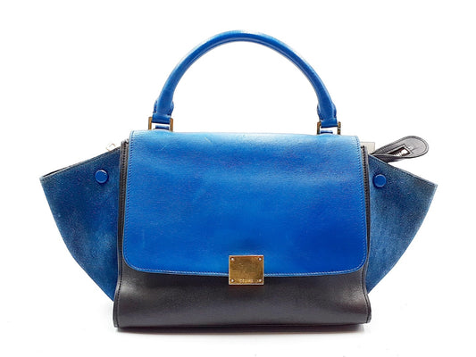 Céline Trapèze, Blue, Leather, handbag