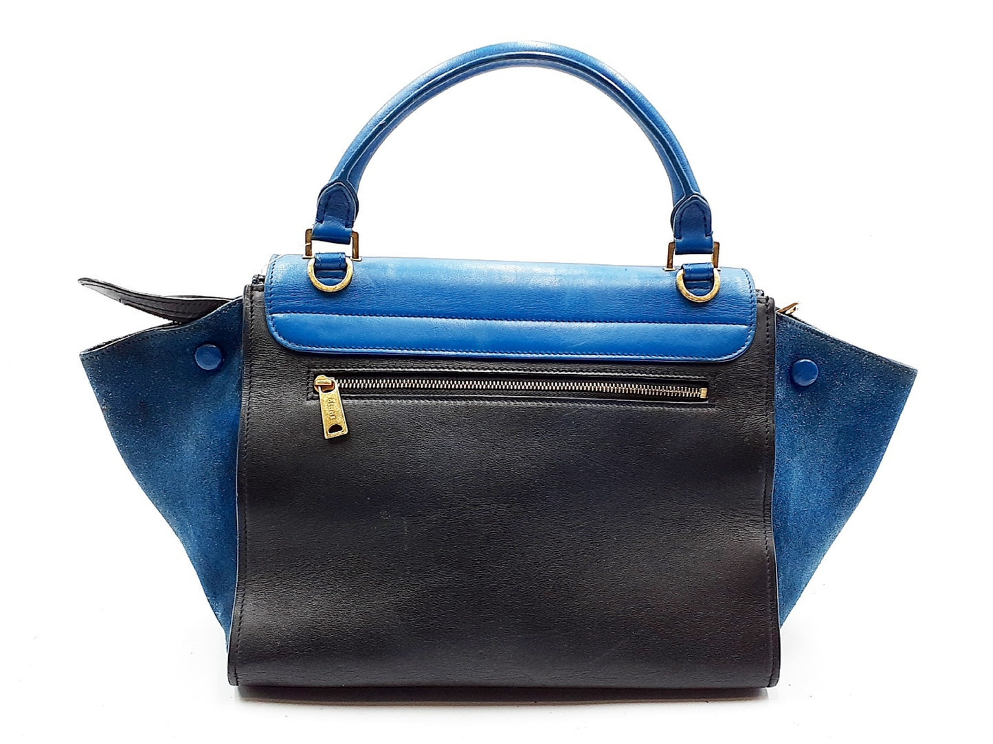 Céline Trapèze, Blue, Leather, handbag
