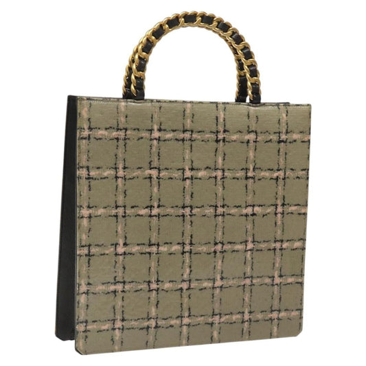 Chanel Vintage Chocolate Bar Leather, Beige, Leather, Tote Bag