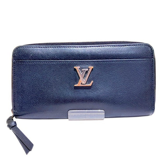 Louis Vuitton Zippy Lockme, Navy, Leather, wallet