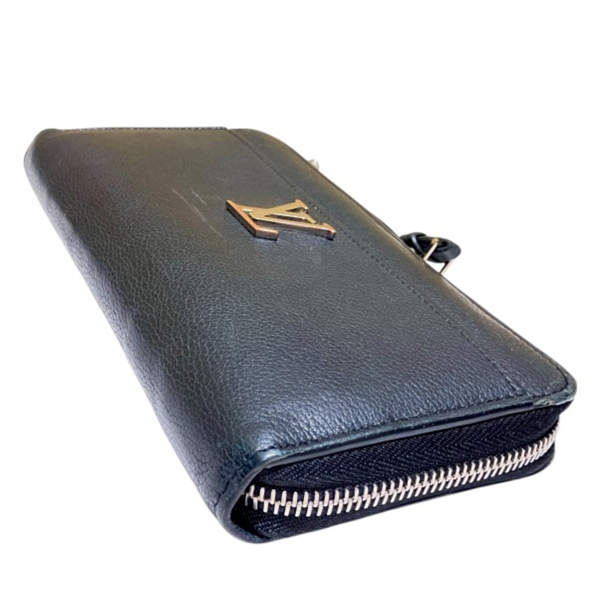 Louis Vuitton Zippy Lockme, Navy, Leather, wallet