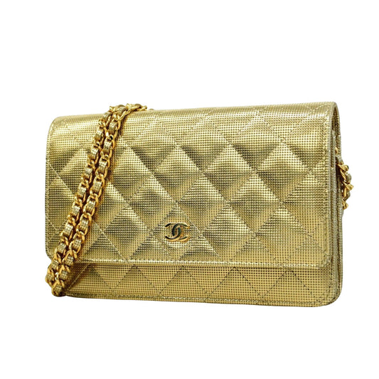 Chanel, Gold, Leather, wallet