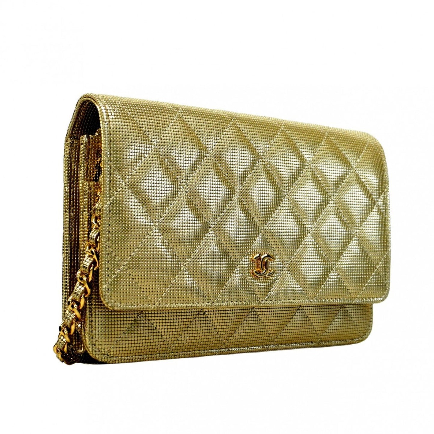 Chanel, Gold, Leather, wallet