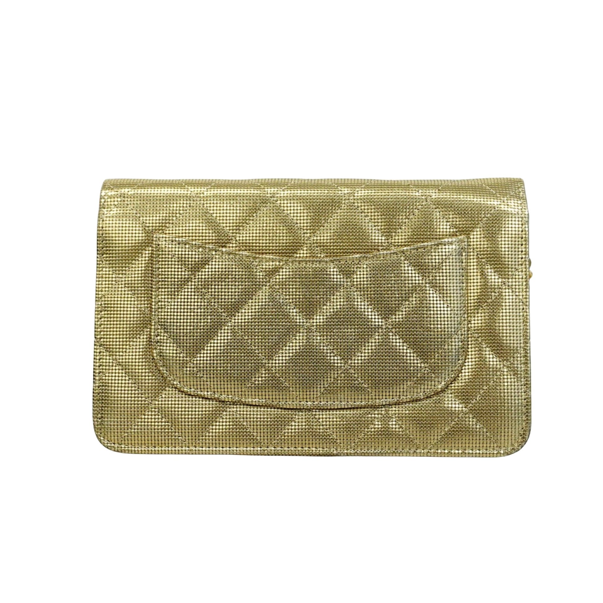 Chanel, Gold, Leather, wallet