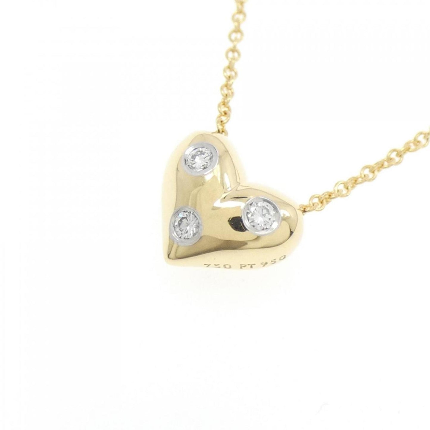 Tiffany & Co Dots Pinch Heart, Gold, Yellow Gold, necklace